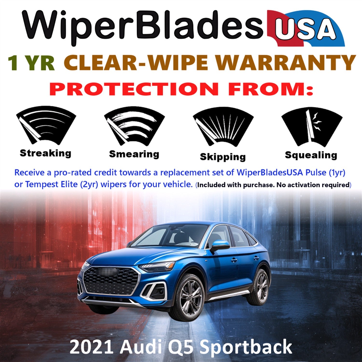 2021 Audi Q5 Sportback Front Wiper blades Set Includes 1yr Wear Warranty & Free Delivery