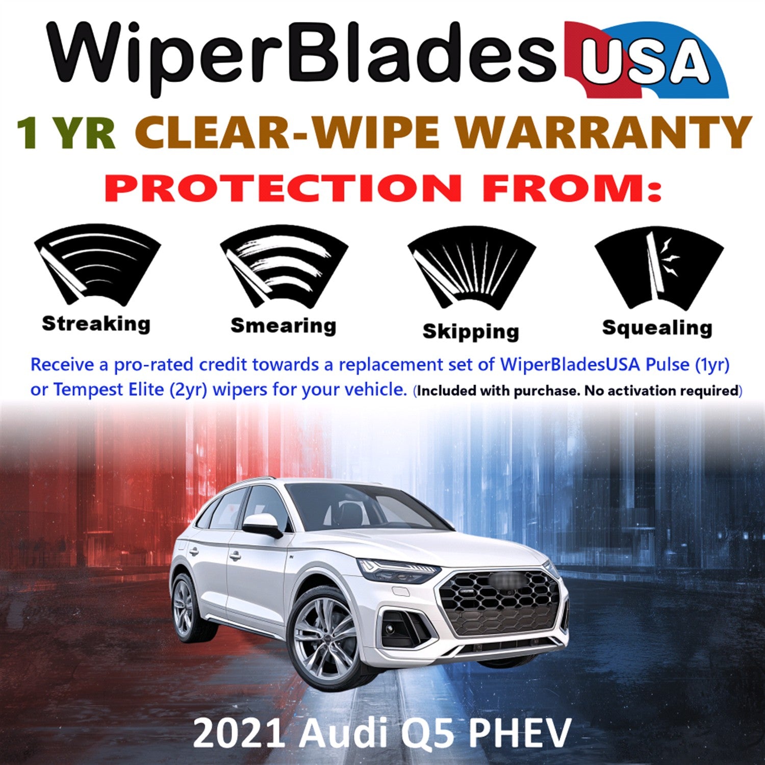 2021 Audi Q5 PHEV Front w/Rear Wiper blades Set Includes 1yr Wear Warranty & Free Delivery