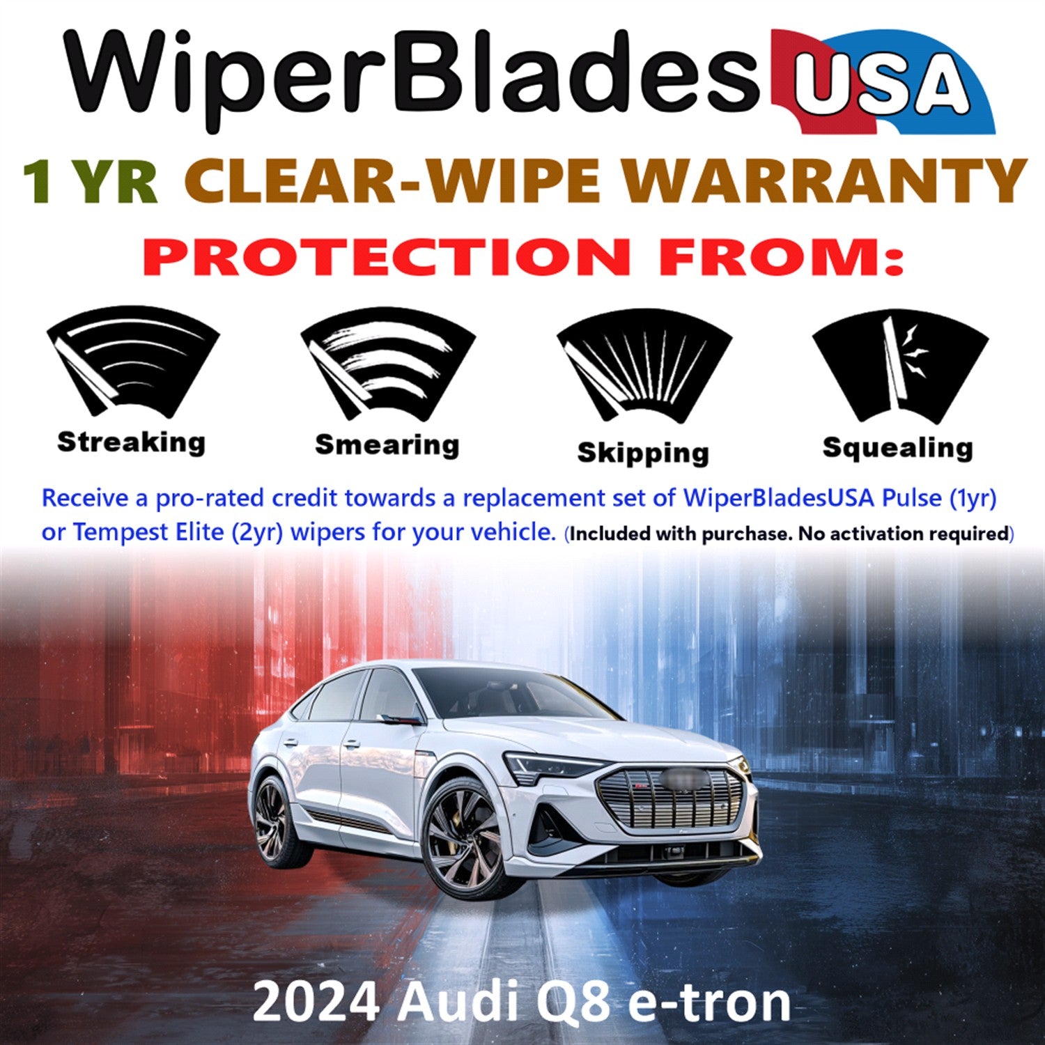 2024 Audi Q8 e-tron Front Wiper blades Set Includes 1yr Wear Warranty & Free Delivery