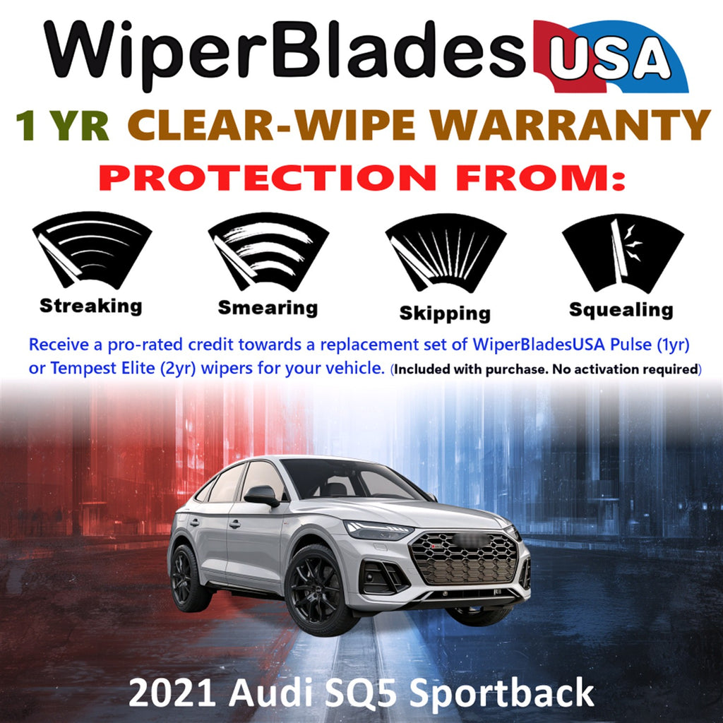 2021 Audi SQ5 Sportback Front w/Rear Wiper blades Set Includes 1yr Wear Warranty & Free Delivery