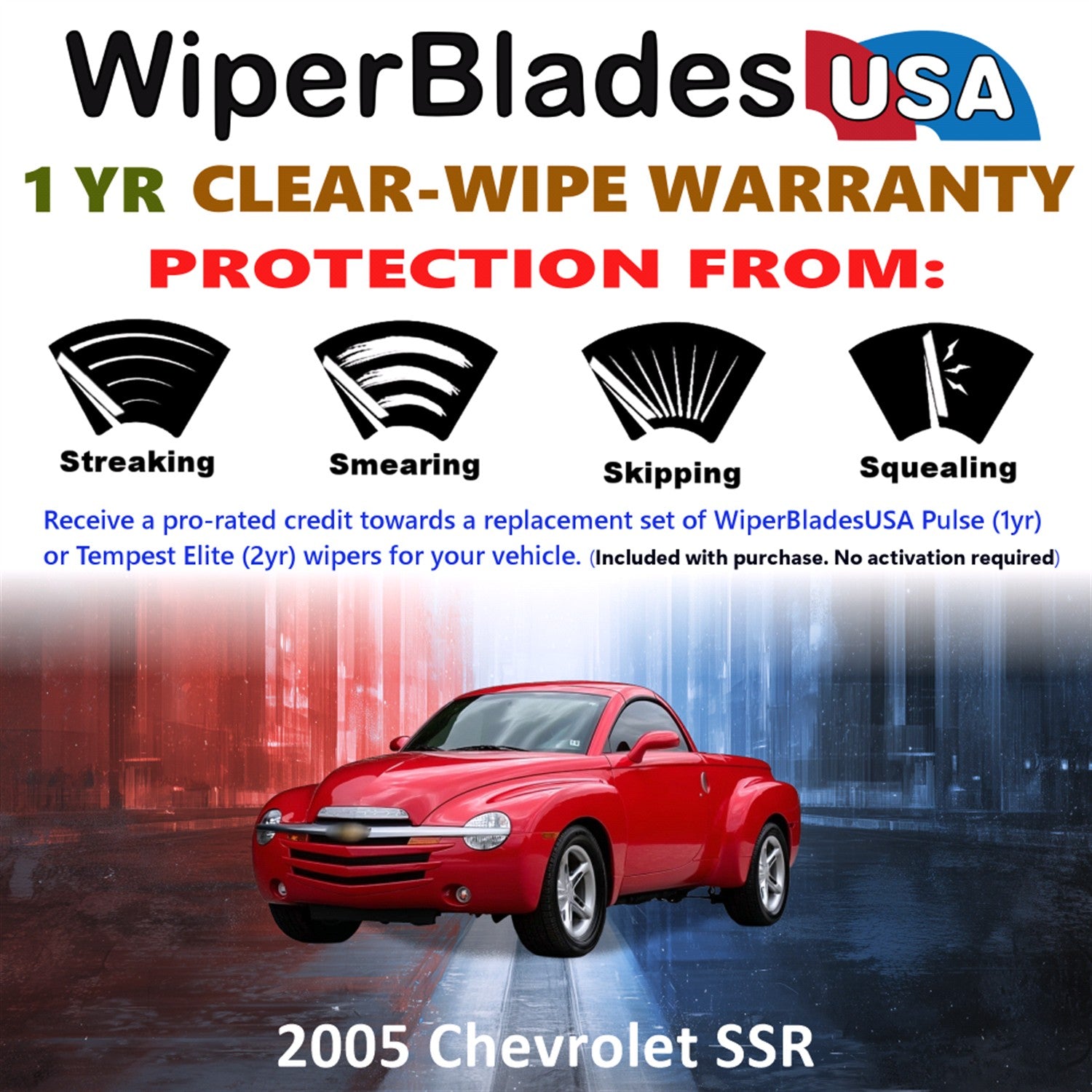 2005 Chevrolet SSR Front Wiper blades Set Includes 1yr Wear Warranty & Free Delivery
