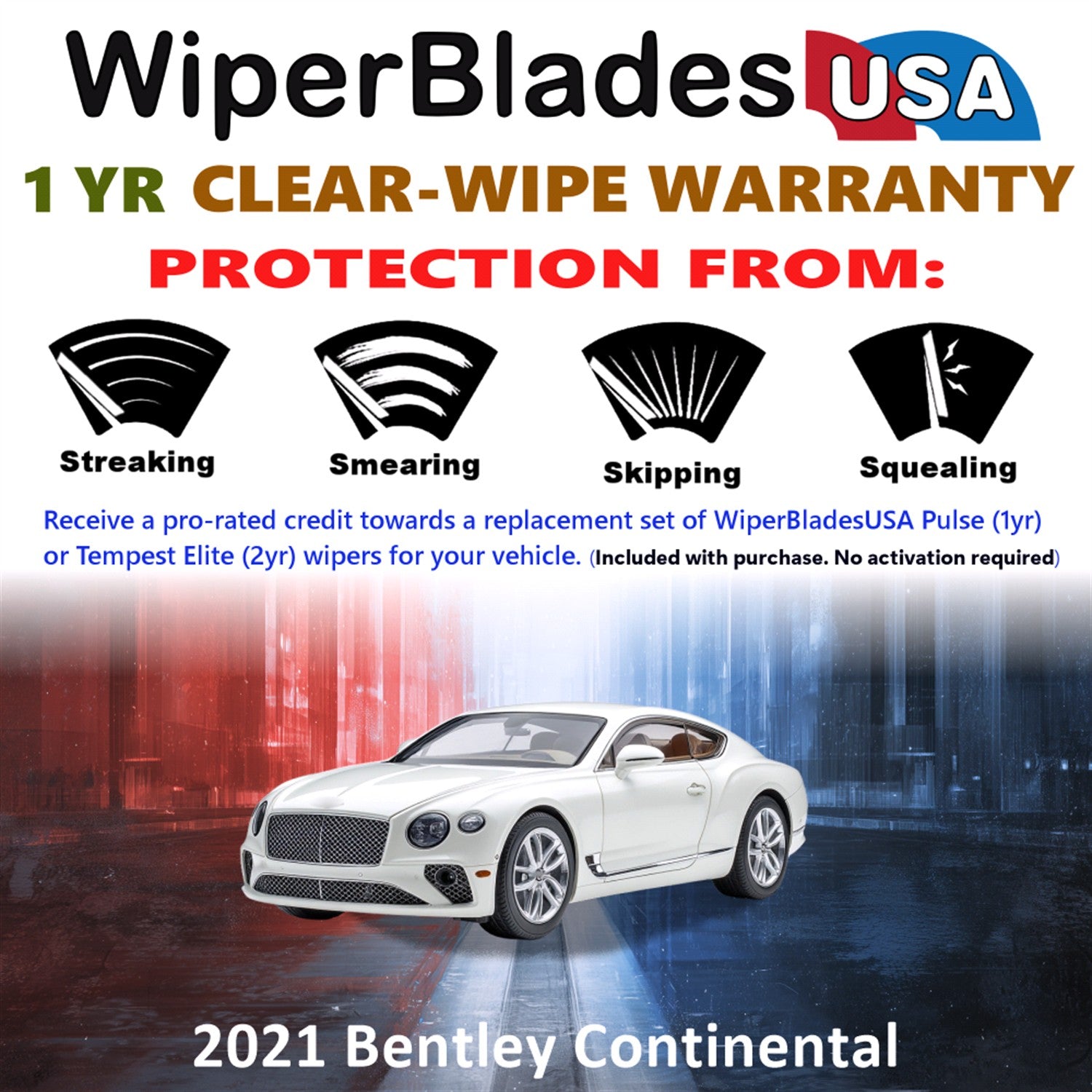2021 Bentley Continental Front Wiper blades Set Includes 1yr Wear Warranty & Free Delivery