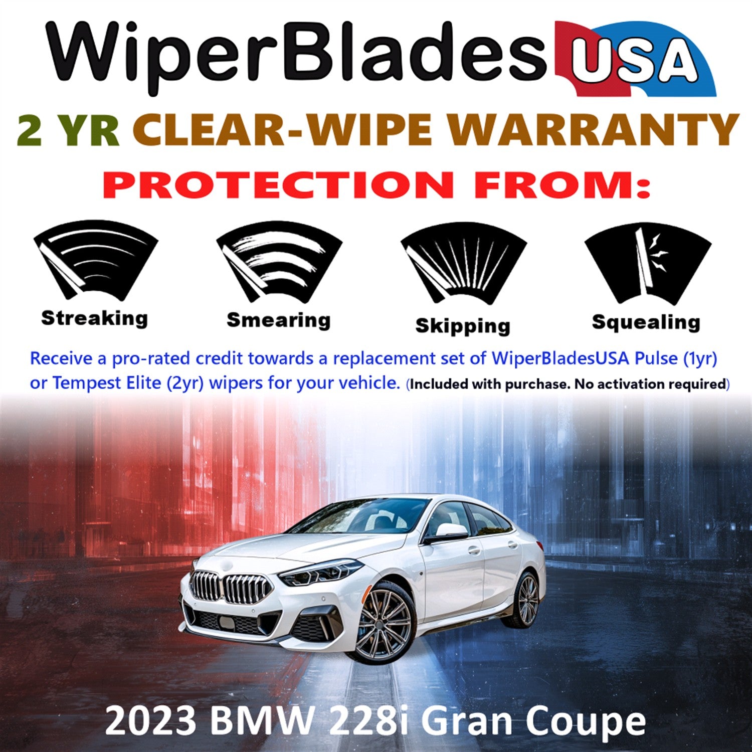 2023 BMW 228i Gran Coupe Front Wiper blades Set  Includes 2yr Wear Warranty & Free Delivery