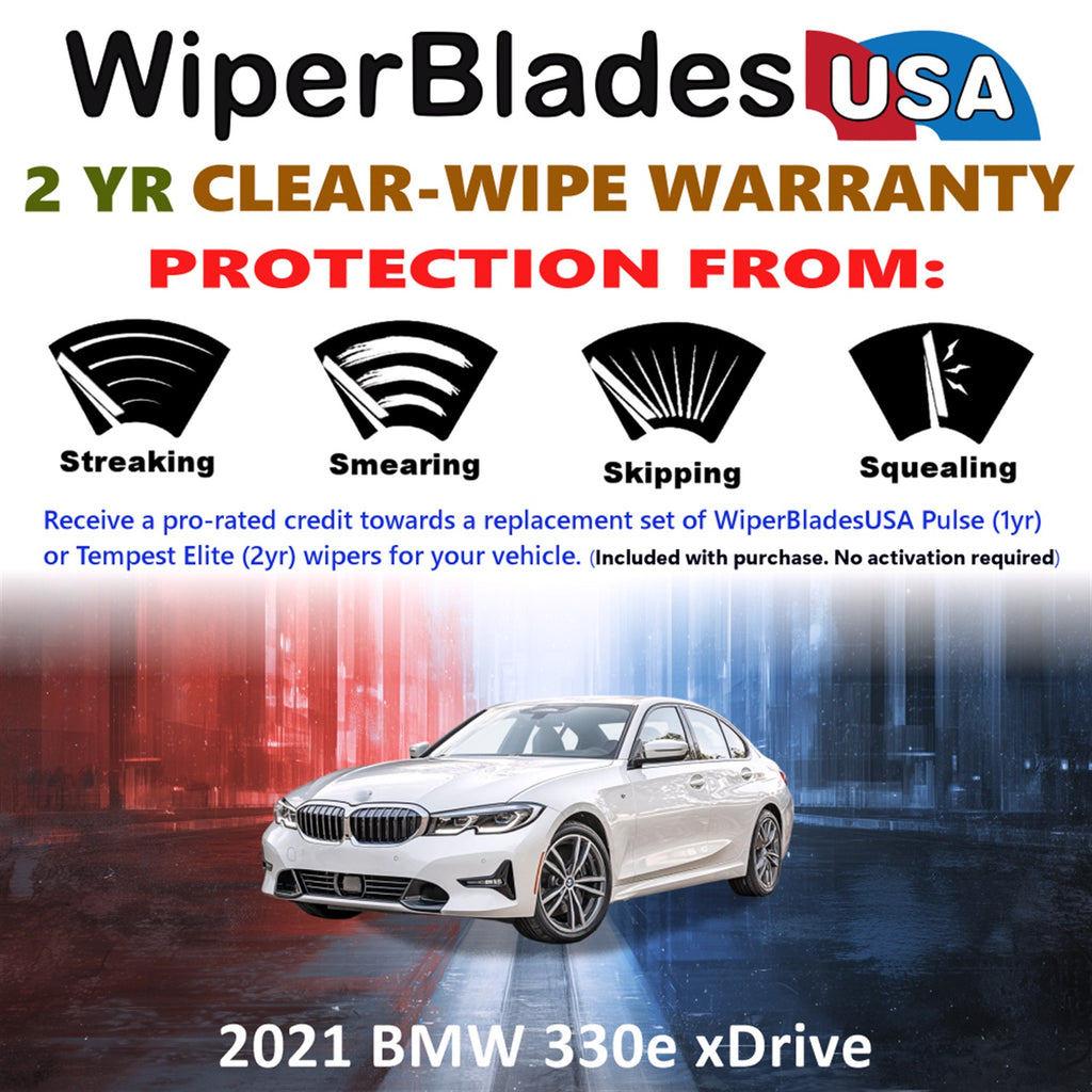 2021 BMW 330e xDrive Front Wiper blades Set  Includes 2yr Wear Warranty & Free Delivery