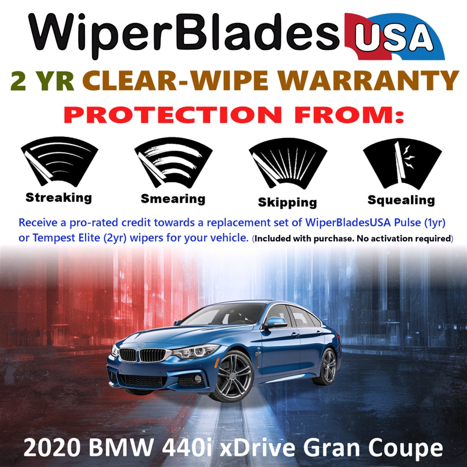 2020 BMW 440i xDrive Gran Coupe Front Wiper blades Set  Includes 2yr Wear Warranty & Free Delivery