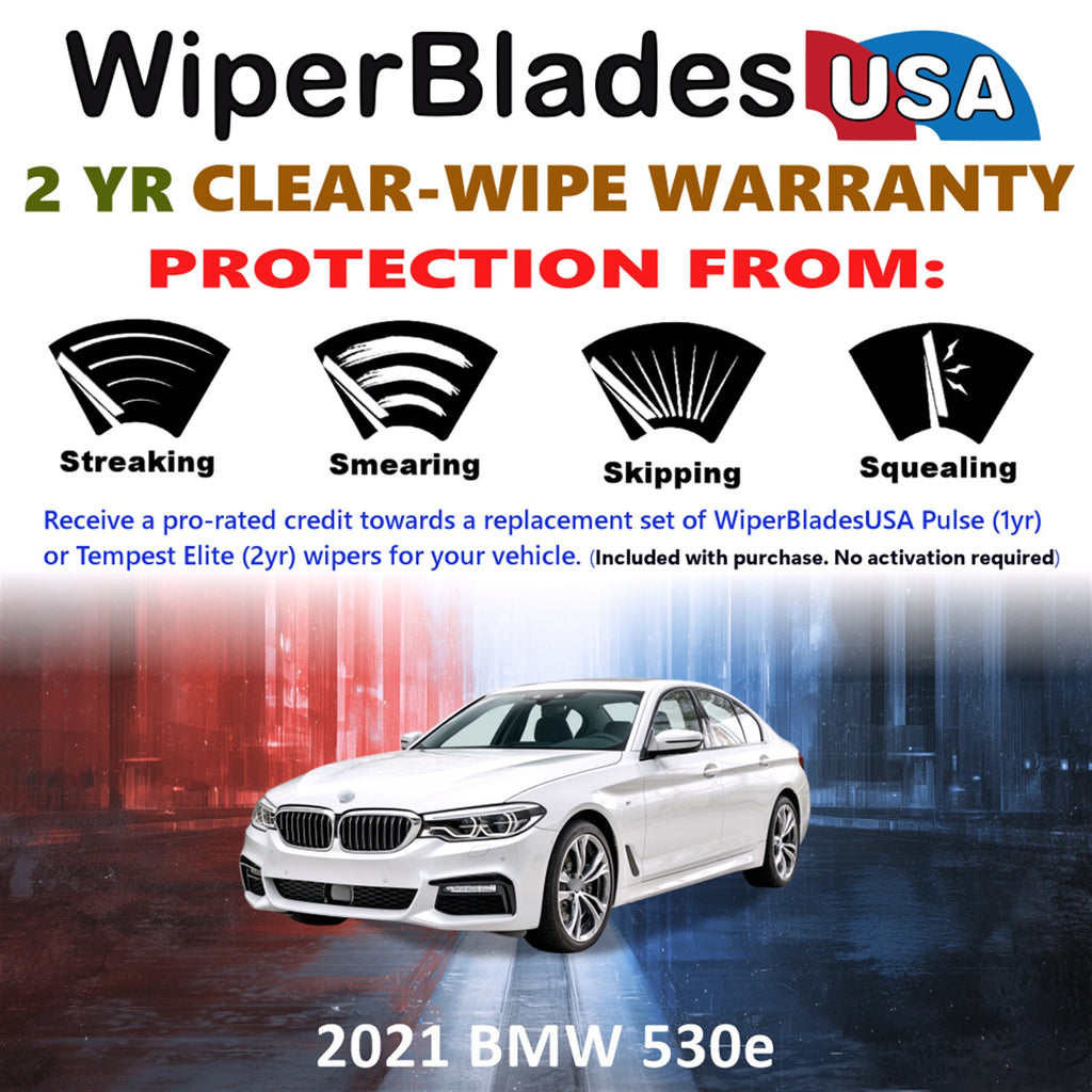 2021 BMW 530e Front Wiper blades Set  Includes 2yr Wear Warranty & Free Delivery
