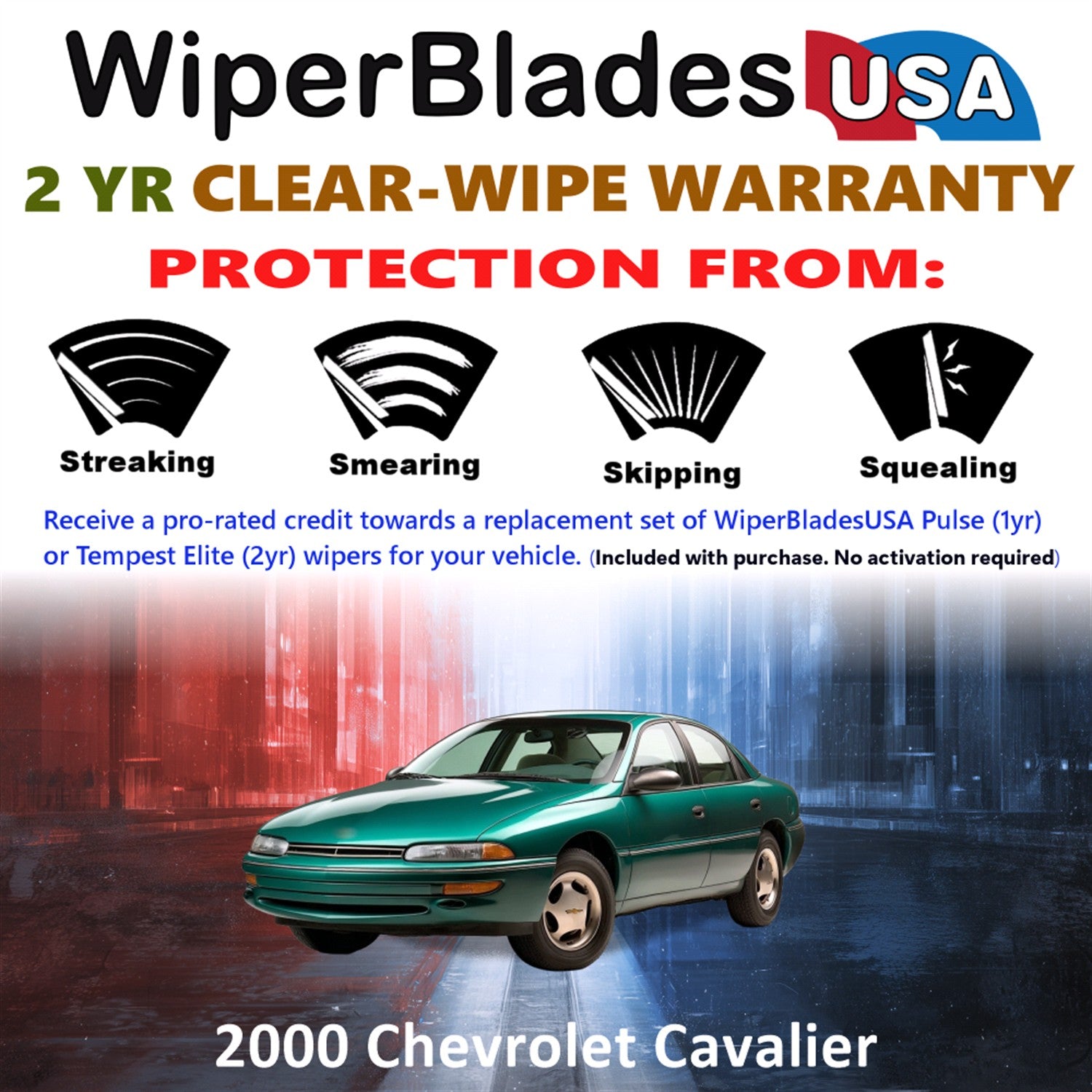 2000 Chevrolet Cavalier Front Wiper blades Set  Includes 2yr Wear Warranty & Free Delivery