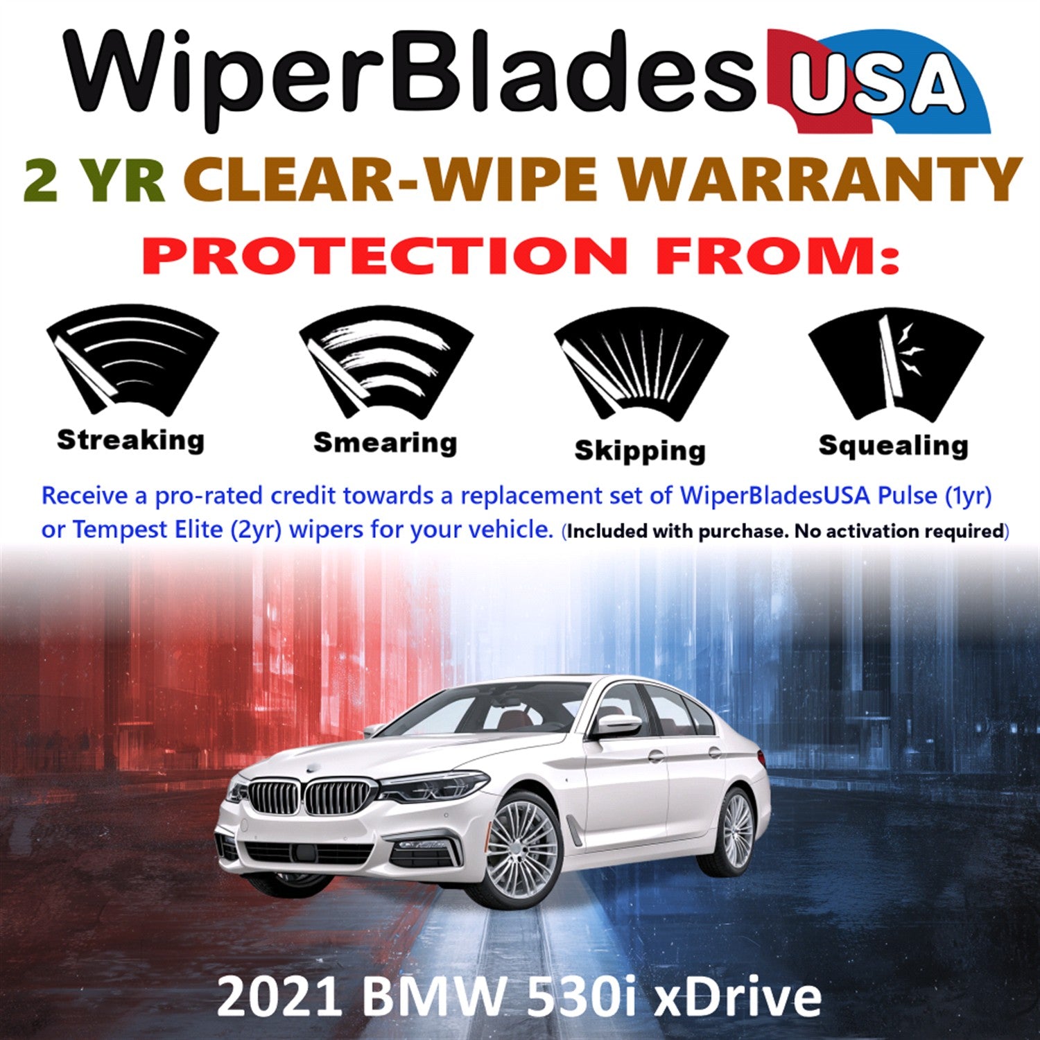 2021 BMW 530i xDrive Front Wiper blades Set  Includes 2yr Wear Warranty & Free Delivery