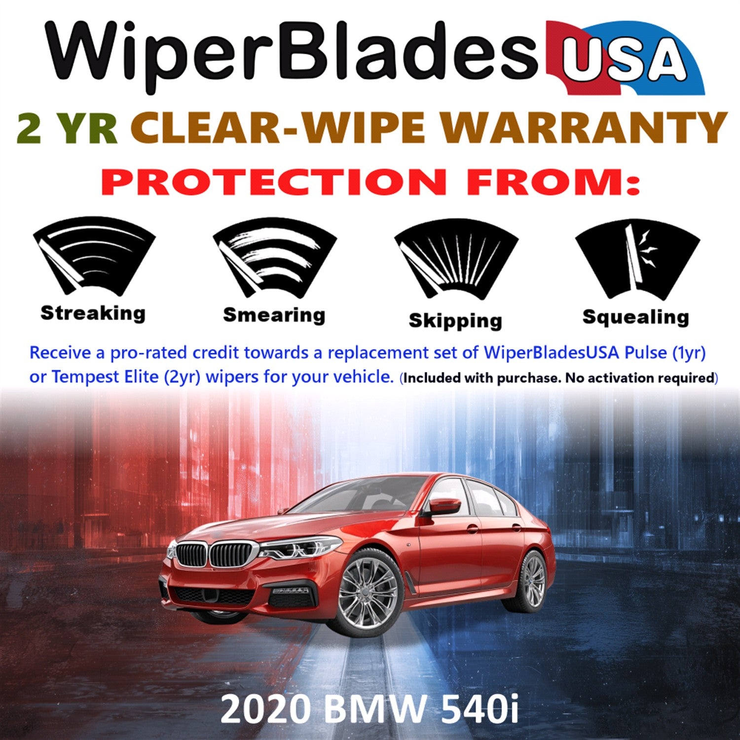 2020 BMW 540i Front Wiper blades Set  Includes 2yr Wear Warranty & Free Delivery