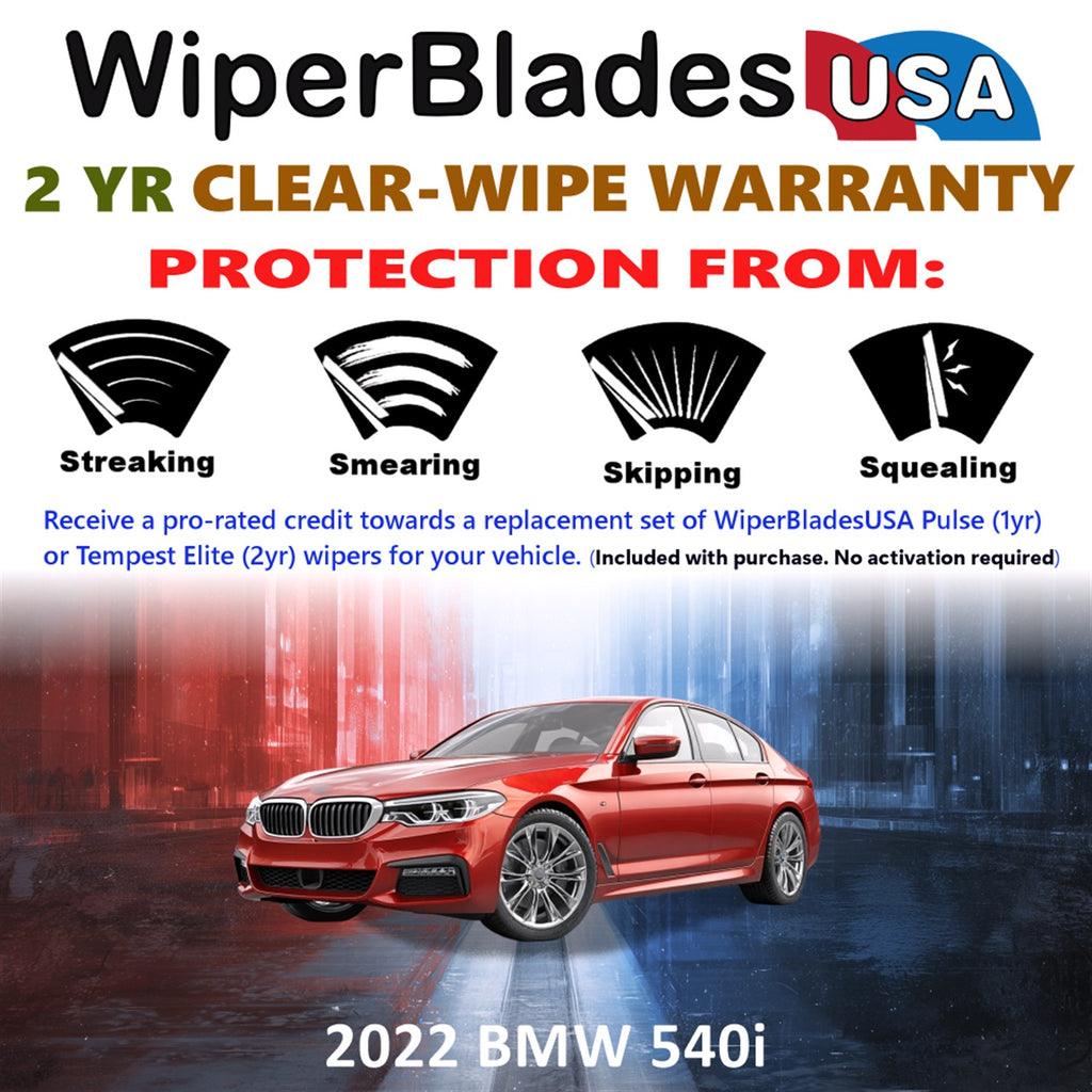 2022 BMW 540i Front Wiper blades Set  Includes 2yr Wear Warranty & Free Delivery
