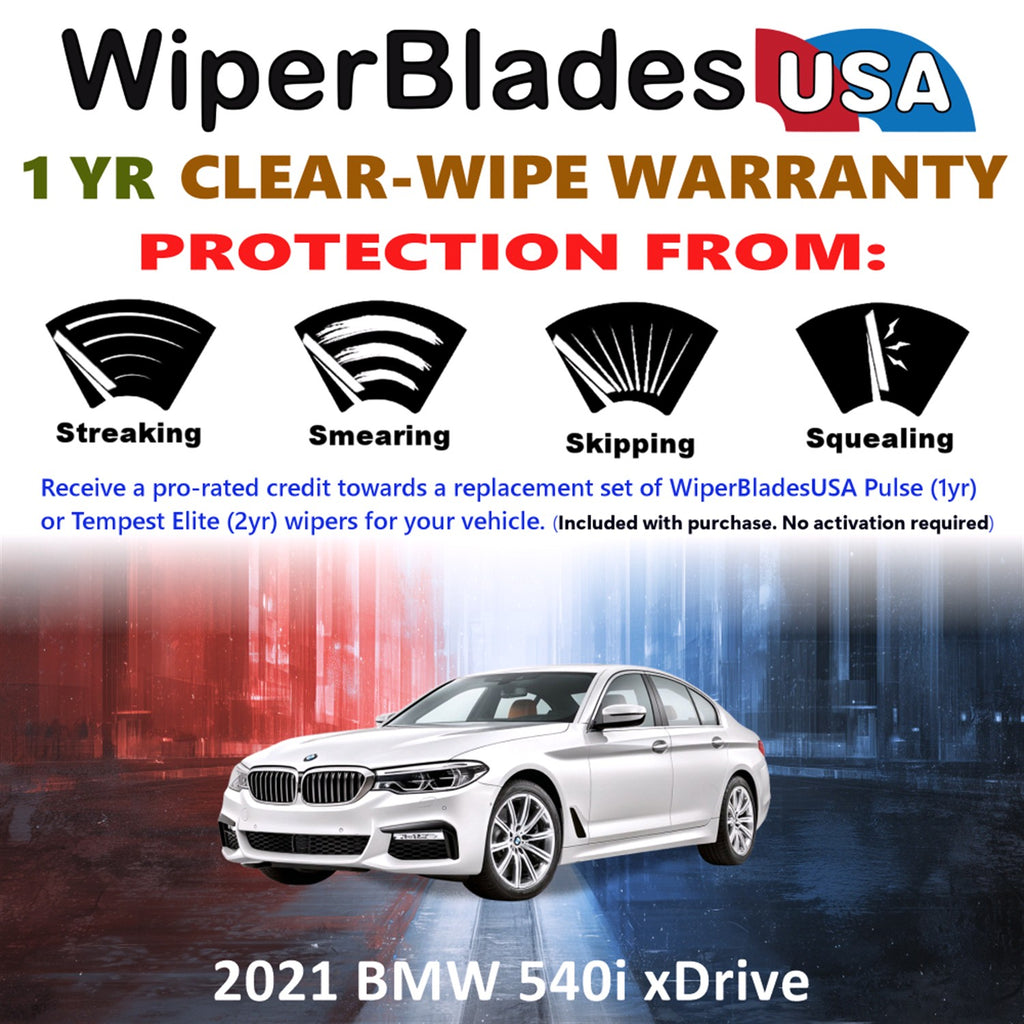 2021 BMW 540i xDrive Front Wiper blades Set Includes 1yr Wear Warranty & Free Delivery