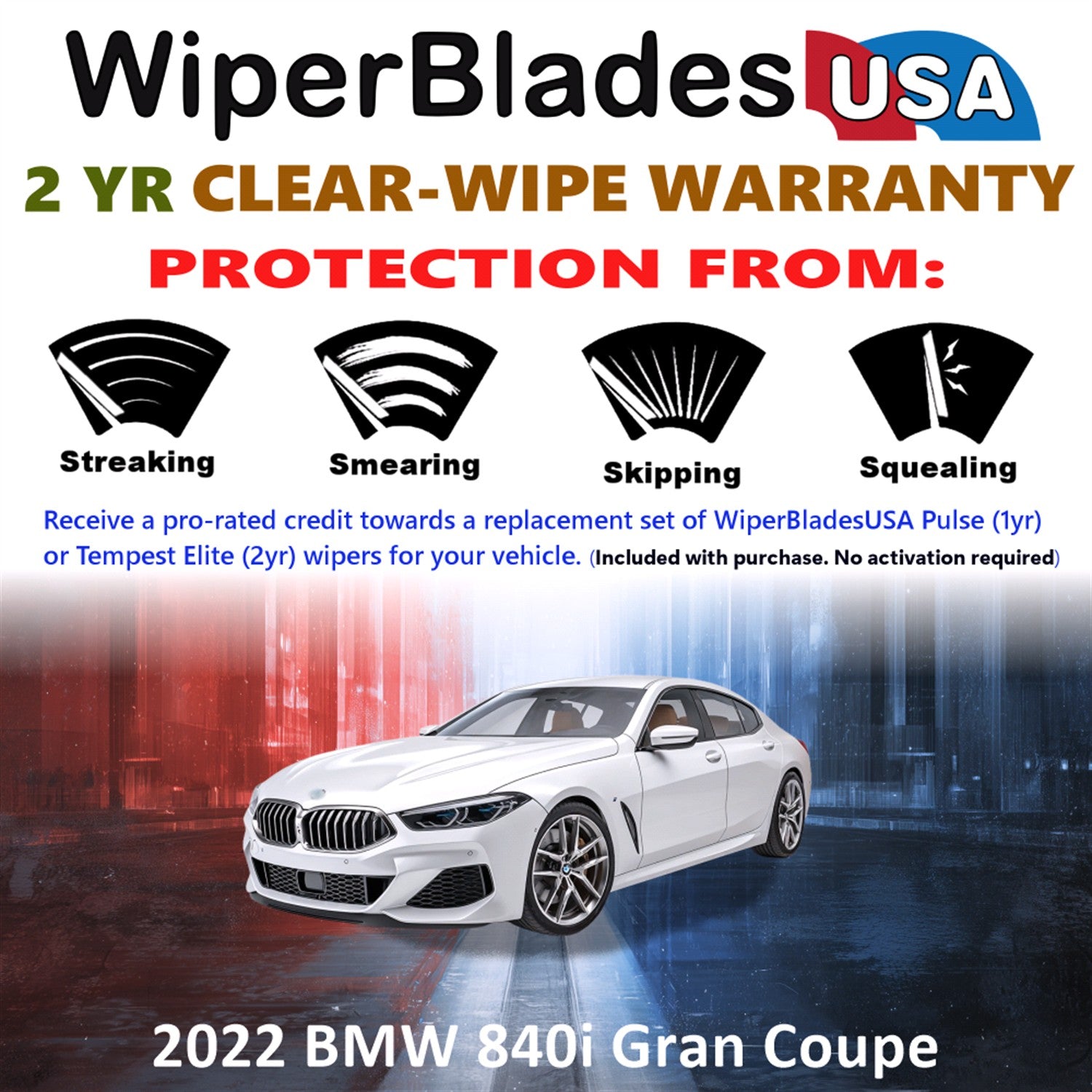 2022 BMW 840i Gran Coupe Front Wiper blades Set  Includes 2yr Wear Warranty & Free Delivery