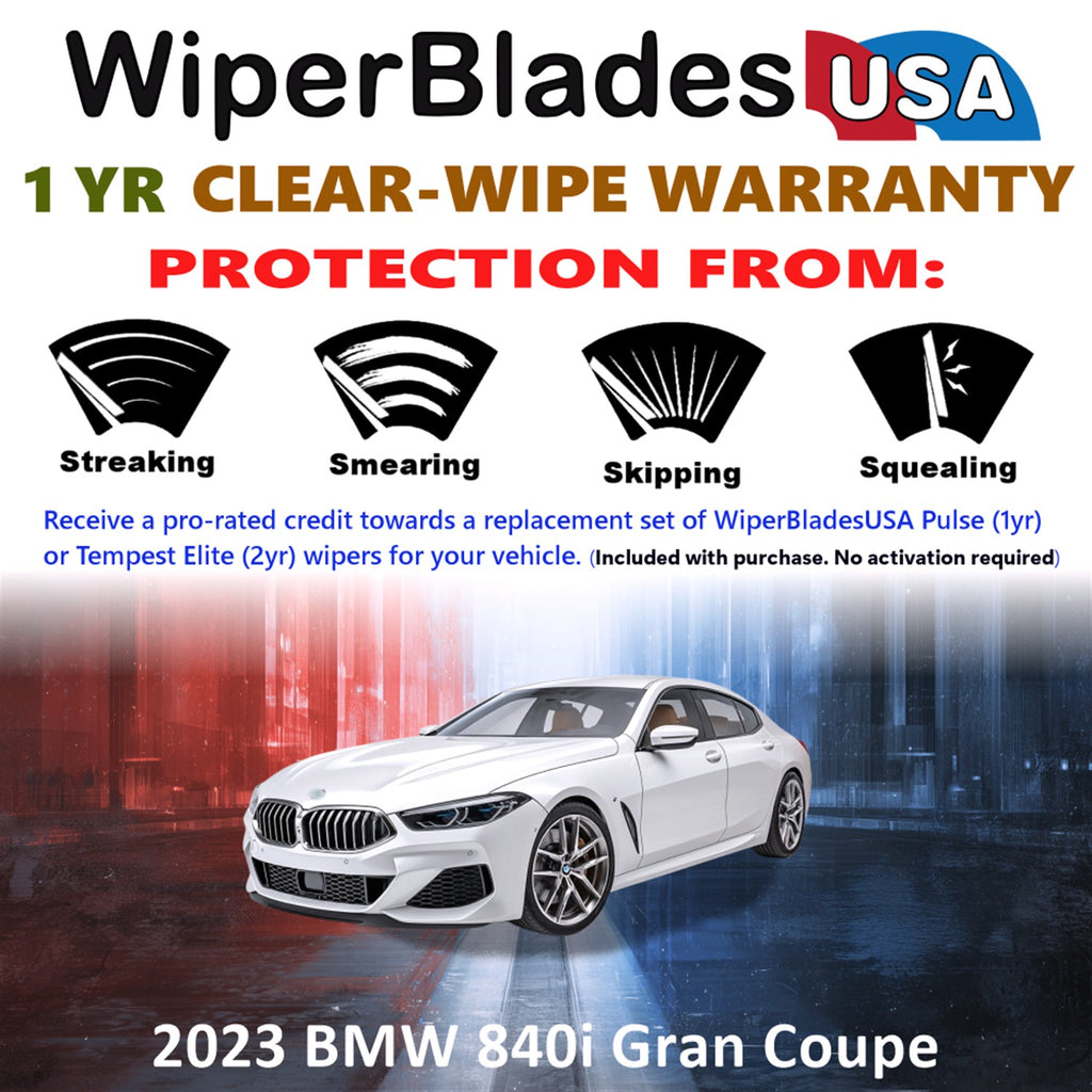 2023 BMW 840i Gran Coupe Front Wiper blades Set Includes 1yr Wear Warranty & Free Delivery