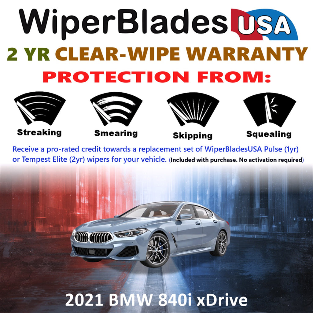 2021 BMW 840i xDrive Front Wiper blades Set  Includes 2yr Wear Warranty & Free Delivery