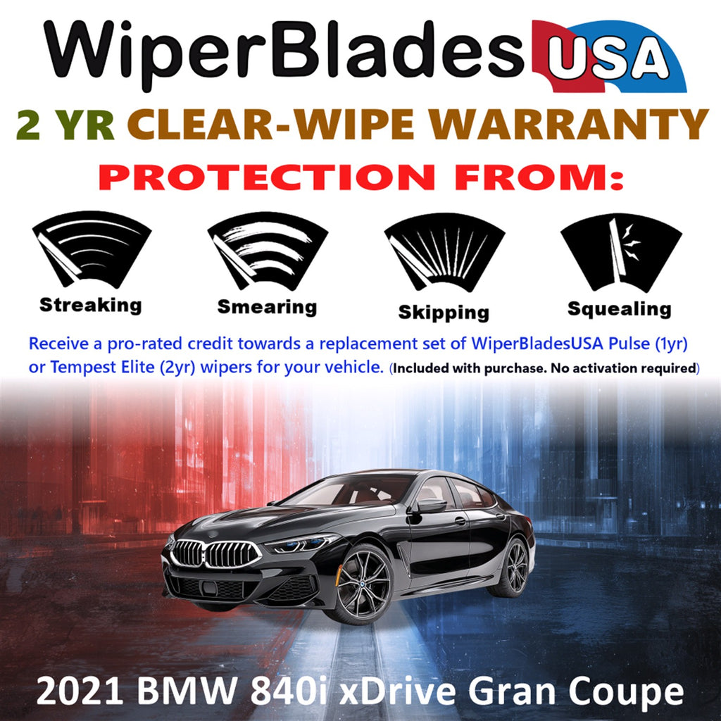 2021 BMW 840i xDrive Gran Coupe Front Wiper blades Set  Includes 2yr Wear Warranty & Free Delivery