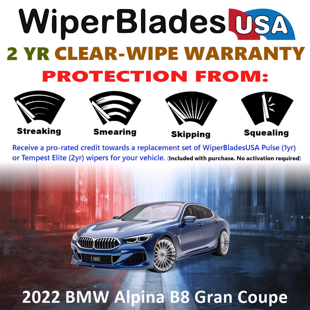 2022 BMW Alpina B8 Gran Coupe Front Wiper blades Set  Includes 2yr Wear Warranty & Free Delivery