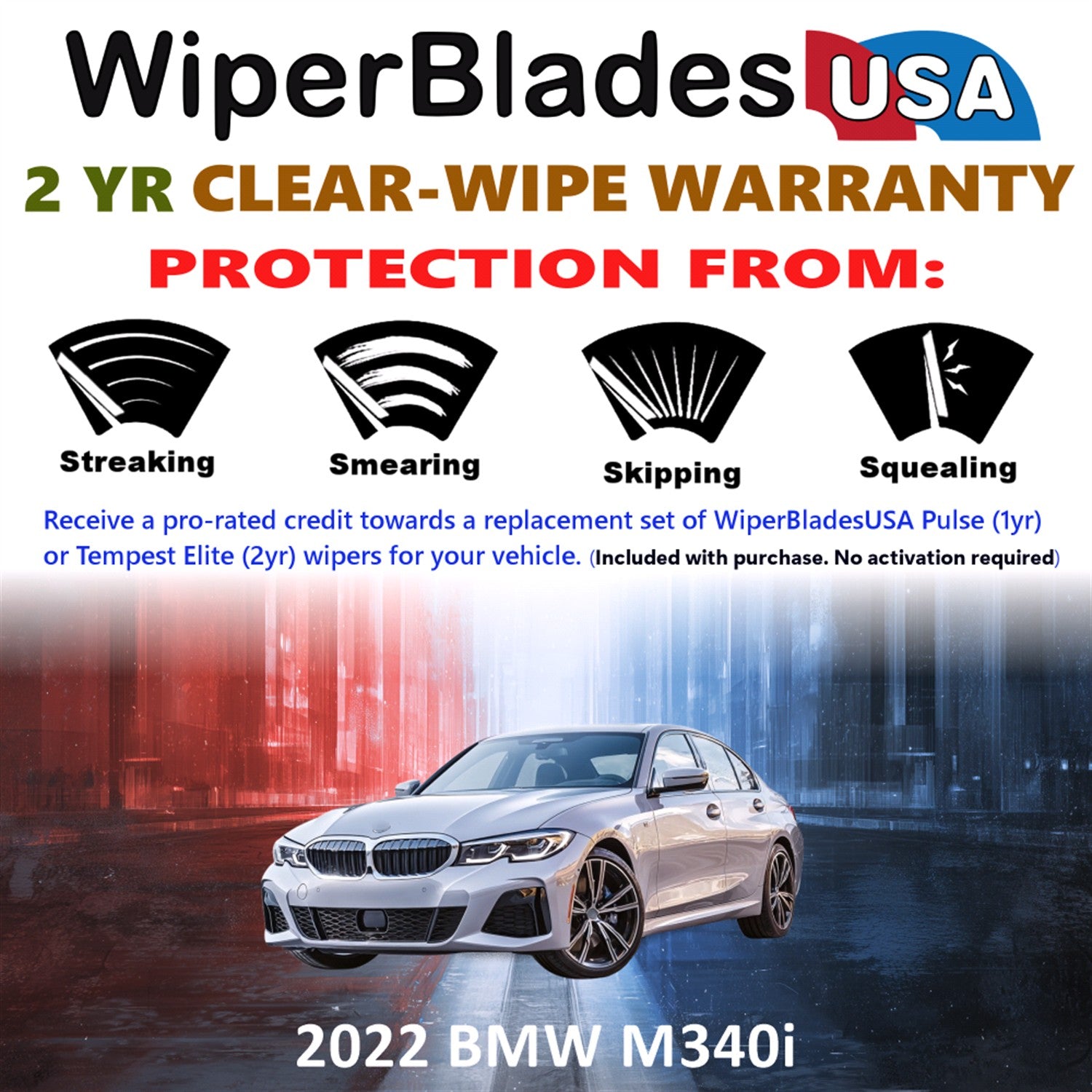 2022 BMW M340i Front Wiper blades Set  Includes 2yr Wear Warranty & Free Delivery
