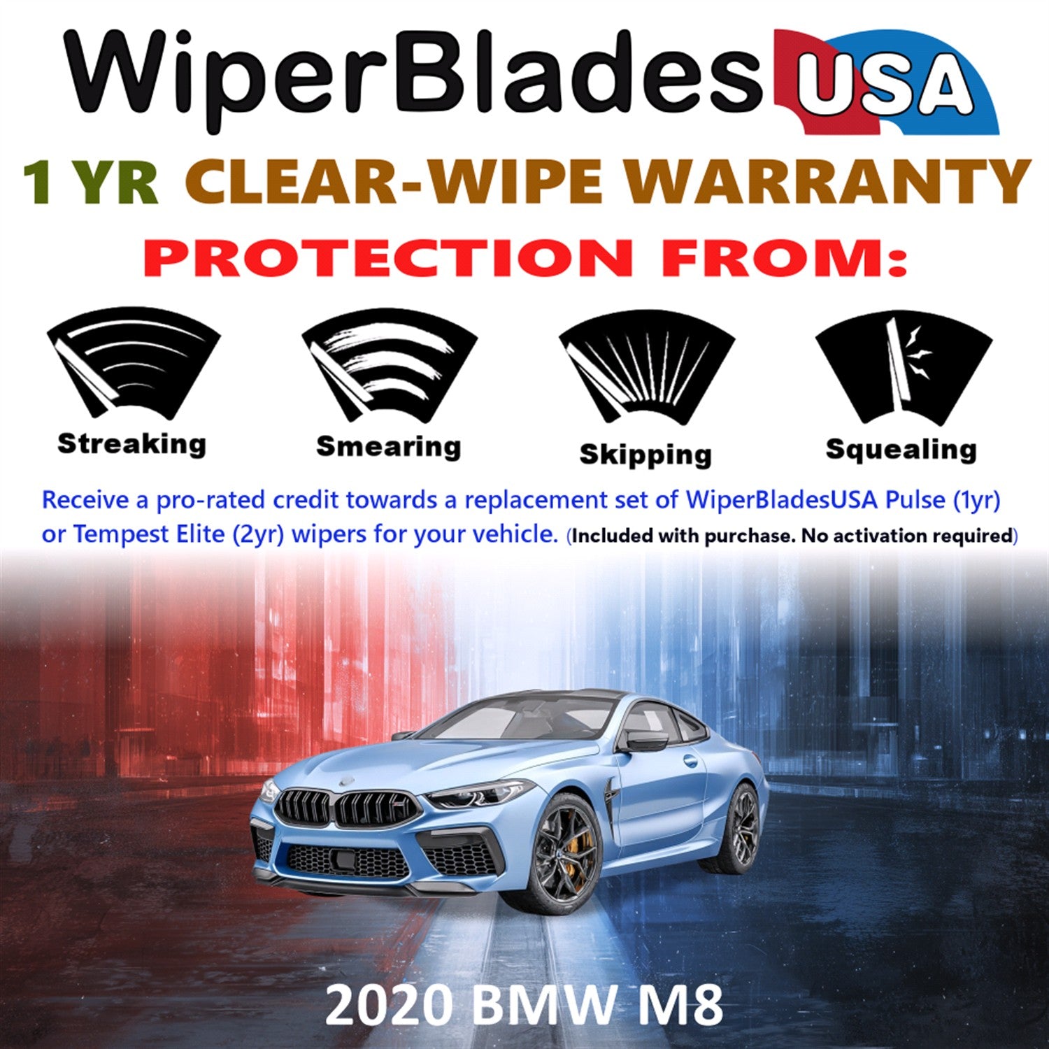 2020 BMW M8 Front Wiper blades Set Includes 1yr Wear Warranty & Free Delivery