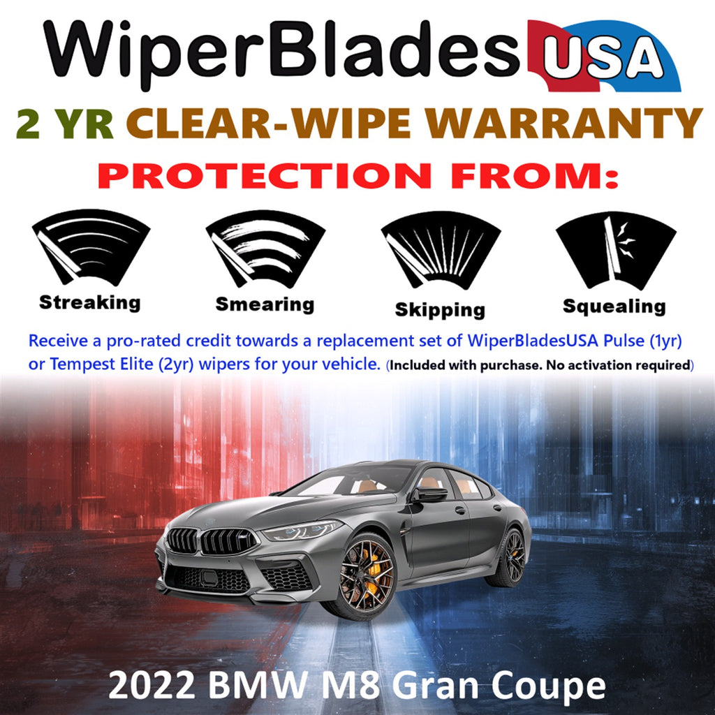 2022 BMW M8 Gran Coupe Front Wiper blades Set  Includes 2yr Wear Warranty & Free Delivery
