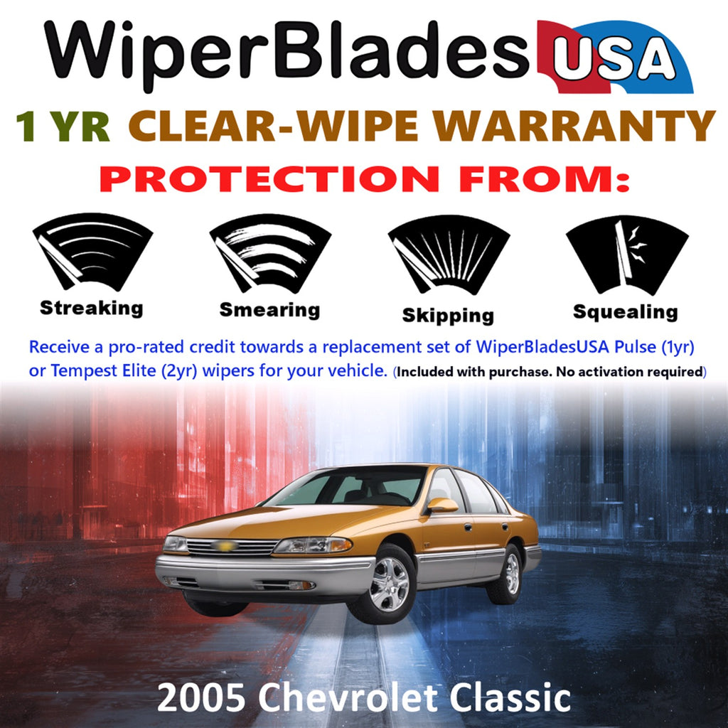 2005 Chevrolet Classic Front Wiper blades Set Includes 1yr Wear Warranty & Free Delivery