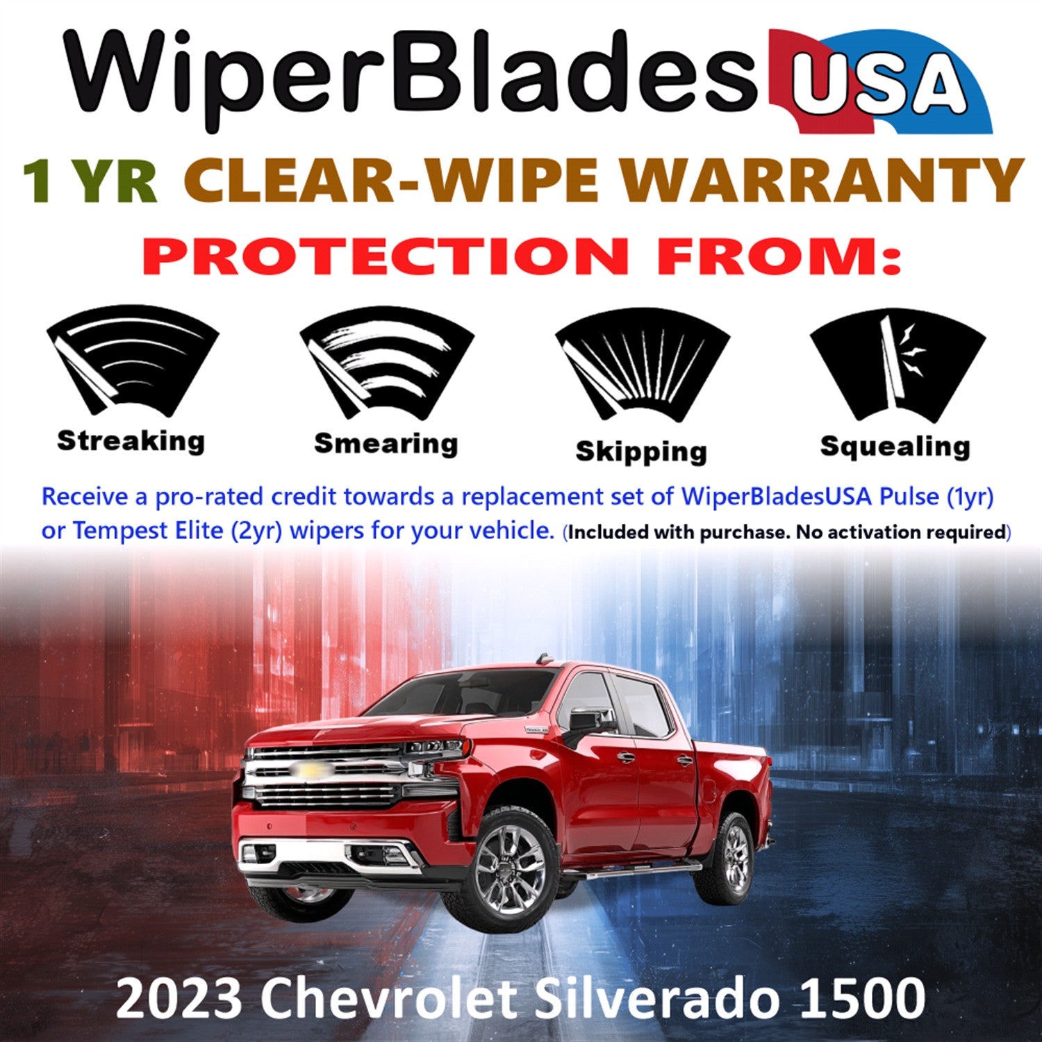 2023 Chevrolet Silverado 1500 Front Wiper blades Set Includes 1yr Wear Warranty & Free Delivery