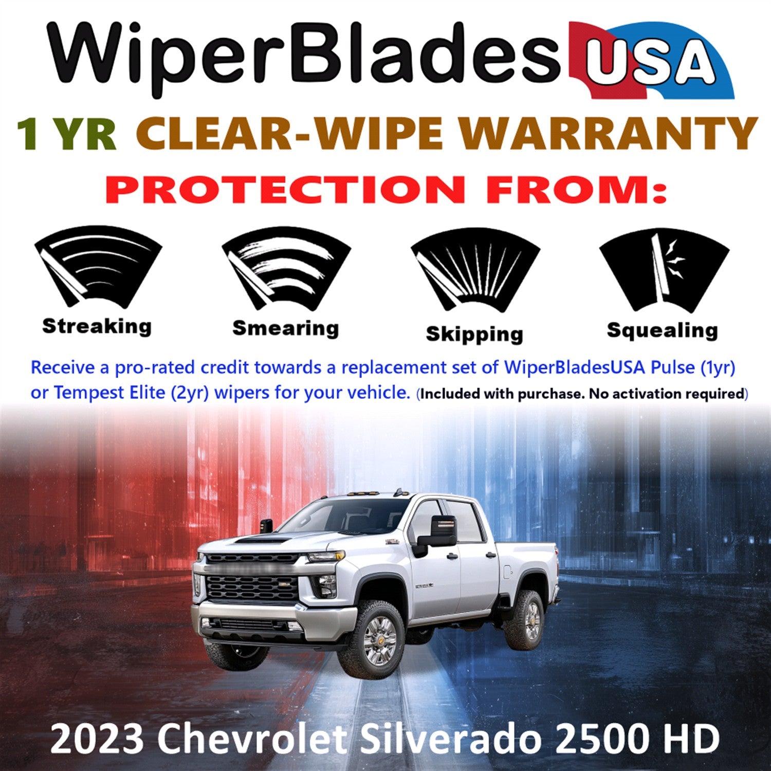 2023 Chevrolet Silverado 2500 HD Front Wiper blades Set Includes 1yr Wear Warranty & Free Delivery