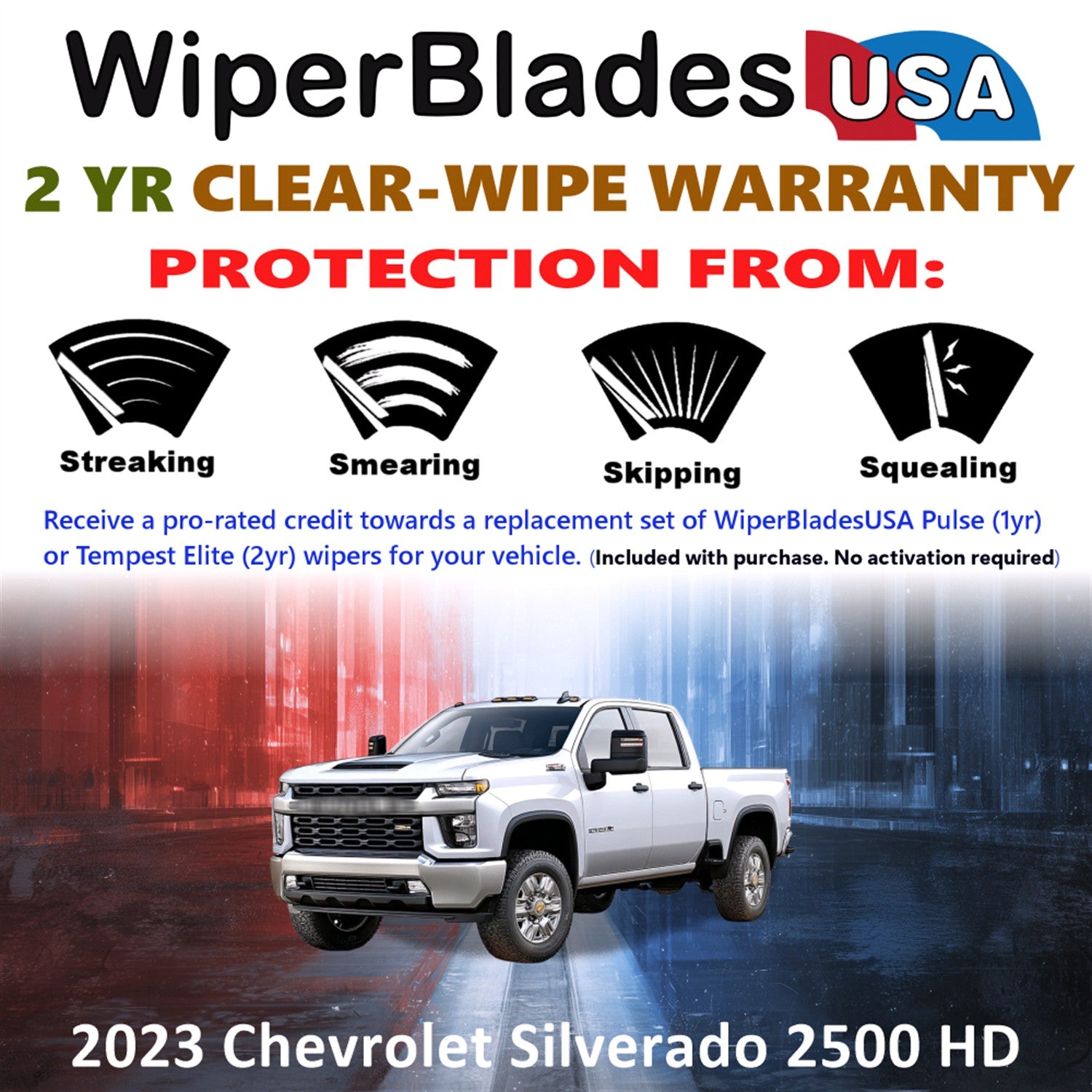 2023 Chevrolet Silverado 2500 HD Front Wiper blades Set  Includes 2yr Wear Warranty & Free Delivery