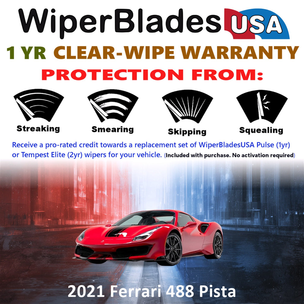 2021 Ferrari 488 Pista Front Wiper blades Set Includes 1yr Wear Warranty & Free Delivery