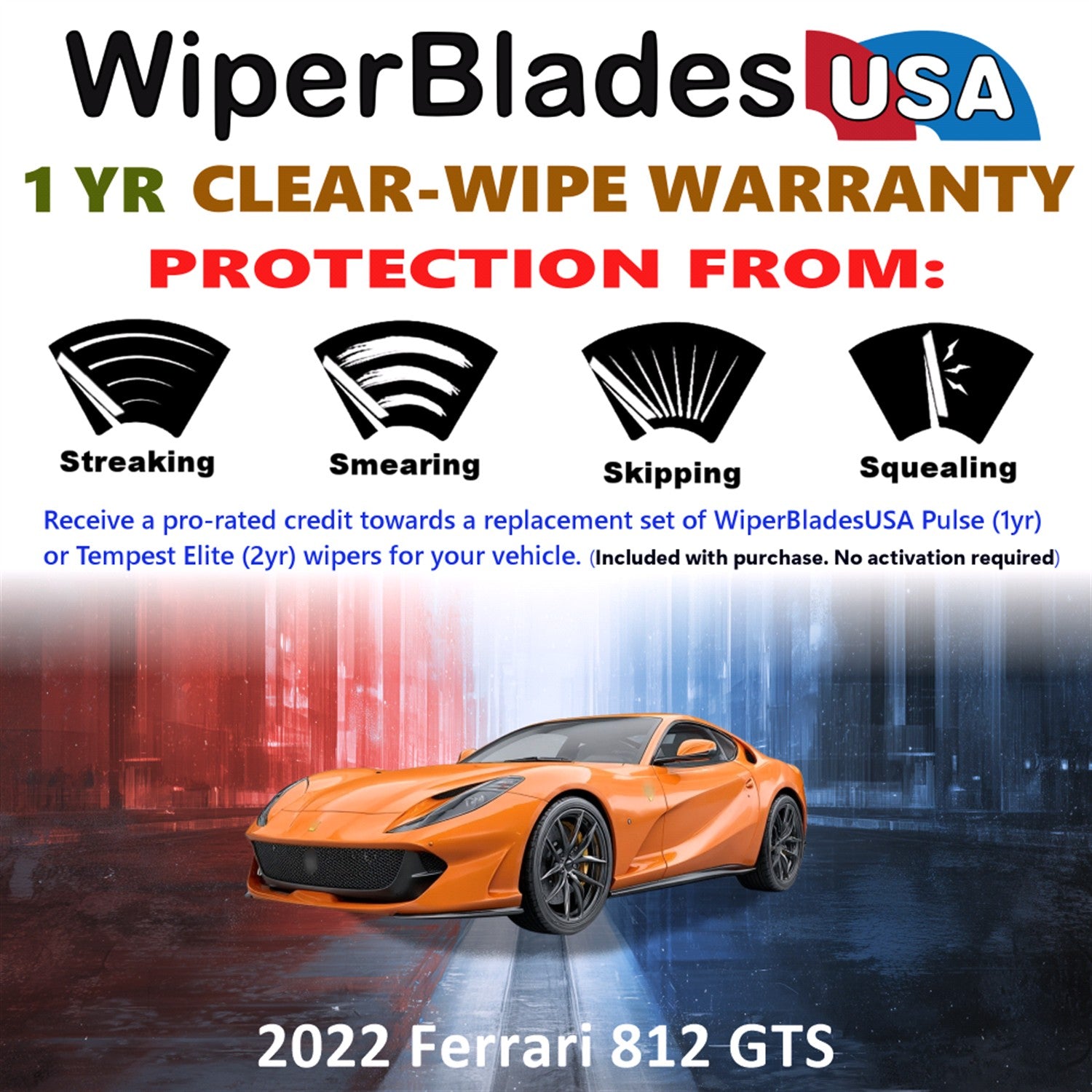 2022 Ferrari 812 GTS Front Wiper blades Set Includes 1yr Wear Warranty & Free Delivery
