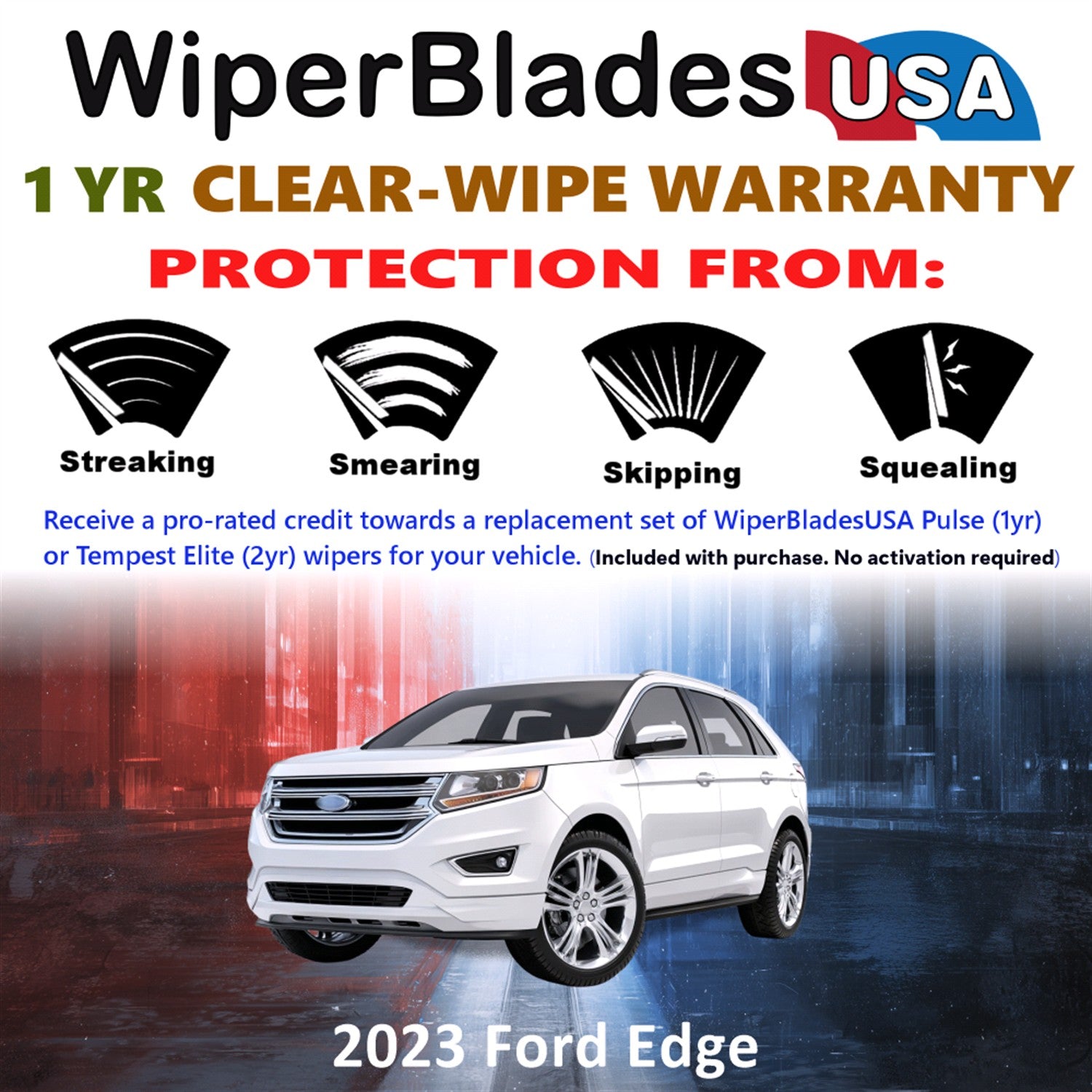 2023 Ford Edge Front w/Rear Wiper blades Set Includes 1yr Wear Warranty & Free Delivery