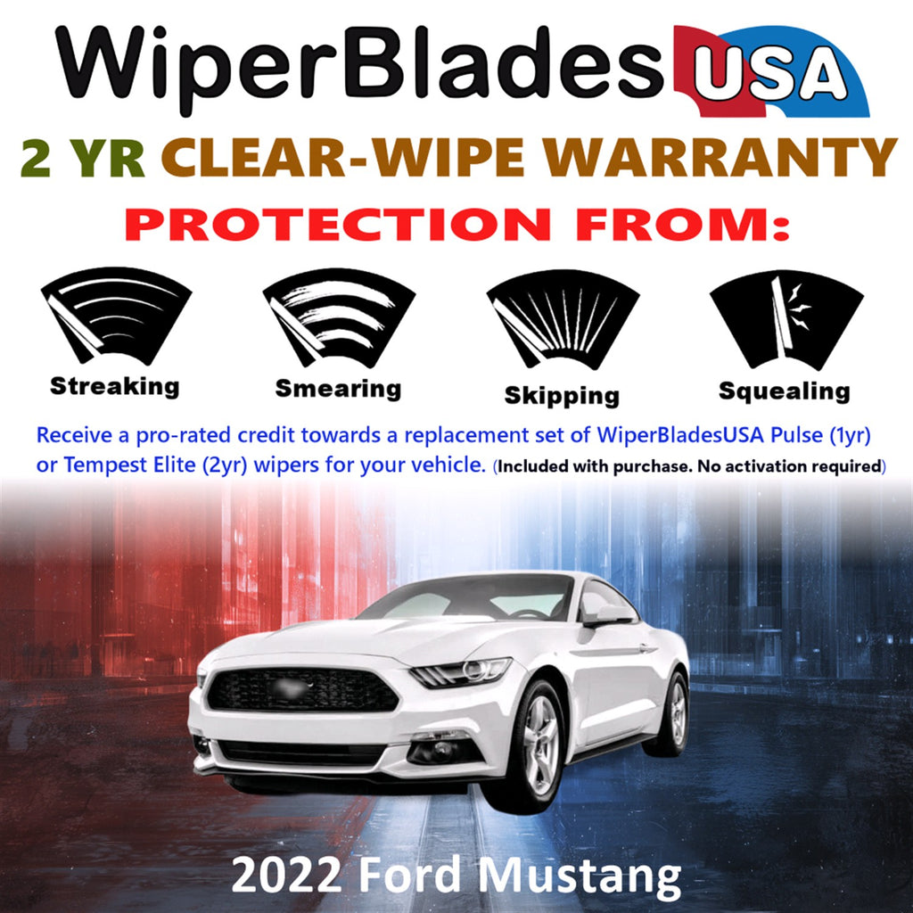 2022 Ford Mustang Front Wiper blades Set  Includes 2yr Wear Warranty & Free Delivery