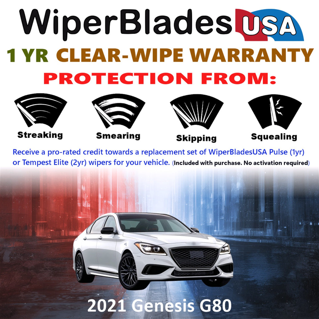 2021 Genesis G80 Front Wiper blades Set Includes 1yr Wear Warranty & Free Delivery
