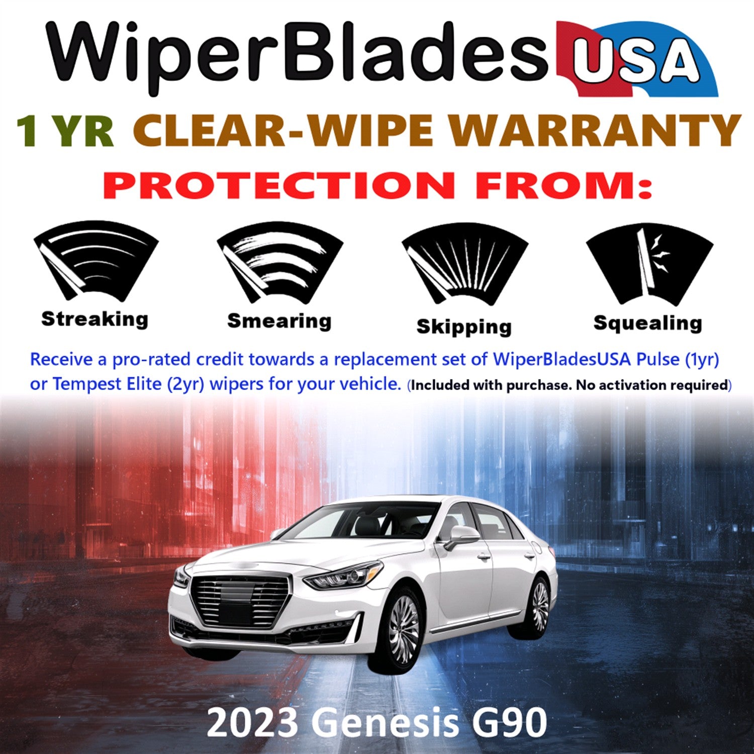 2023 Genesis G90 Front Wiper blades Set Includes 1yr Wear Warranty & Free Delivery