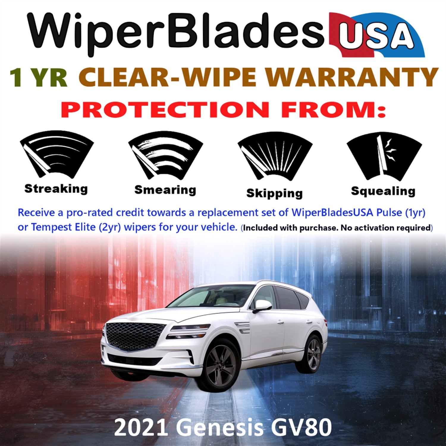 2021 Genesis GV80 Front Wiper blades Set Includes 1yr Wear Warranty & Free Delivery