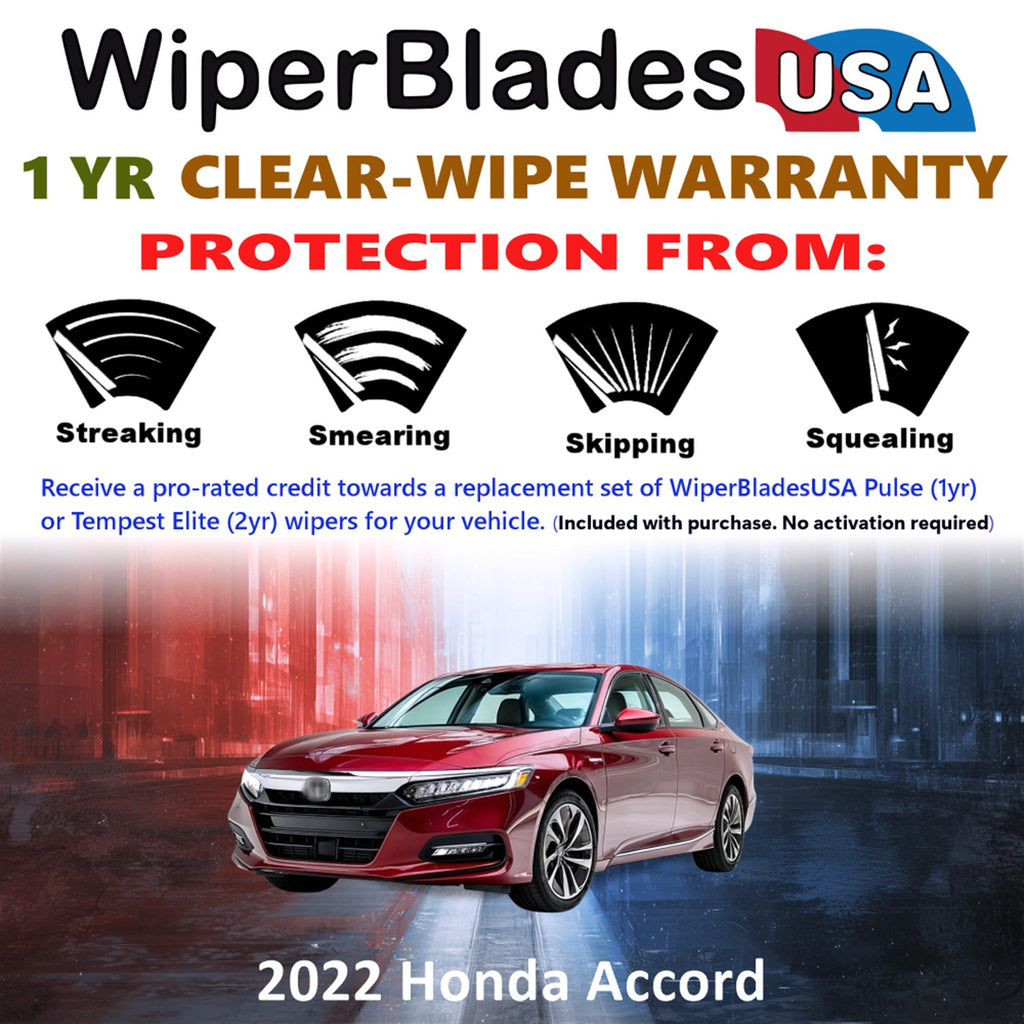 2022 Honda Accord Front Wiper blades Set Includes 1yr Wear Warranty & Free Delivery