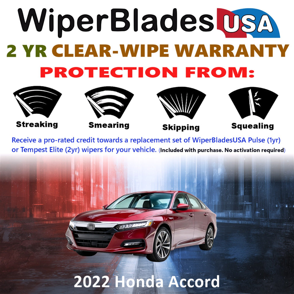 2022 Honda Accord Front Wiper blades Set  Includes 2yr Wear Warranty & Free Delivery