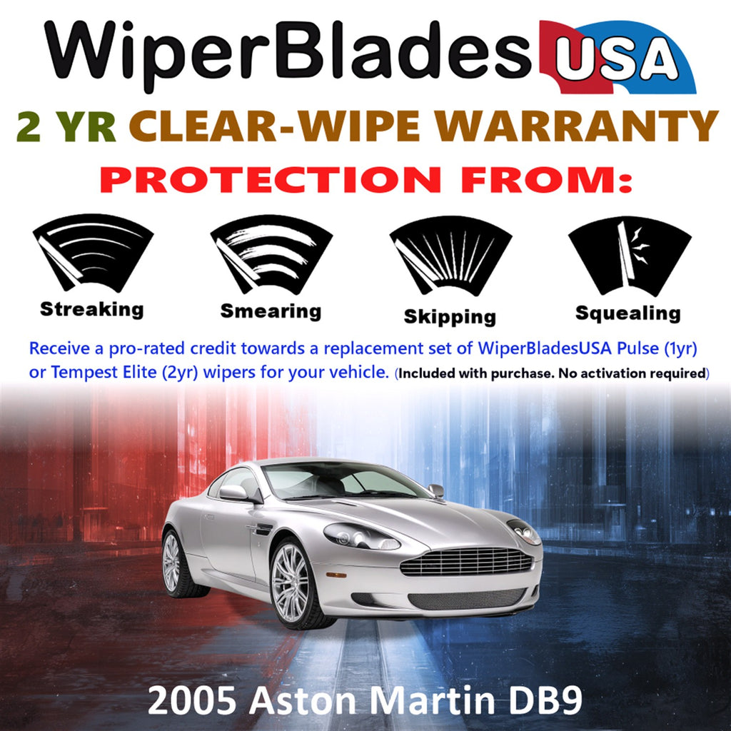2005 Aston Martin DB9 Front Wiper blades Set  Includes 2yr Wear Warranty & Free Delivery