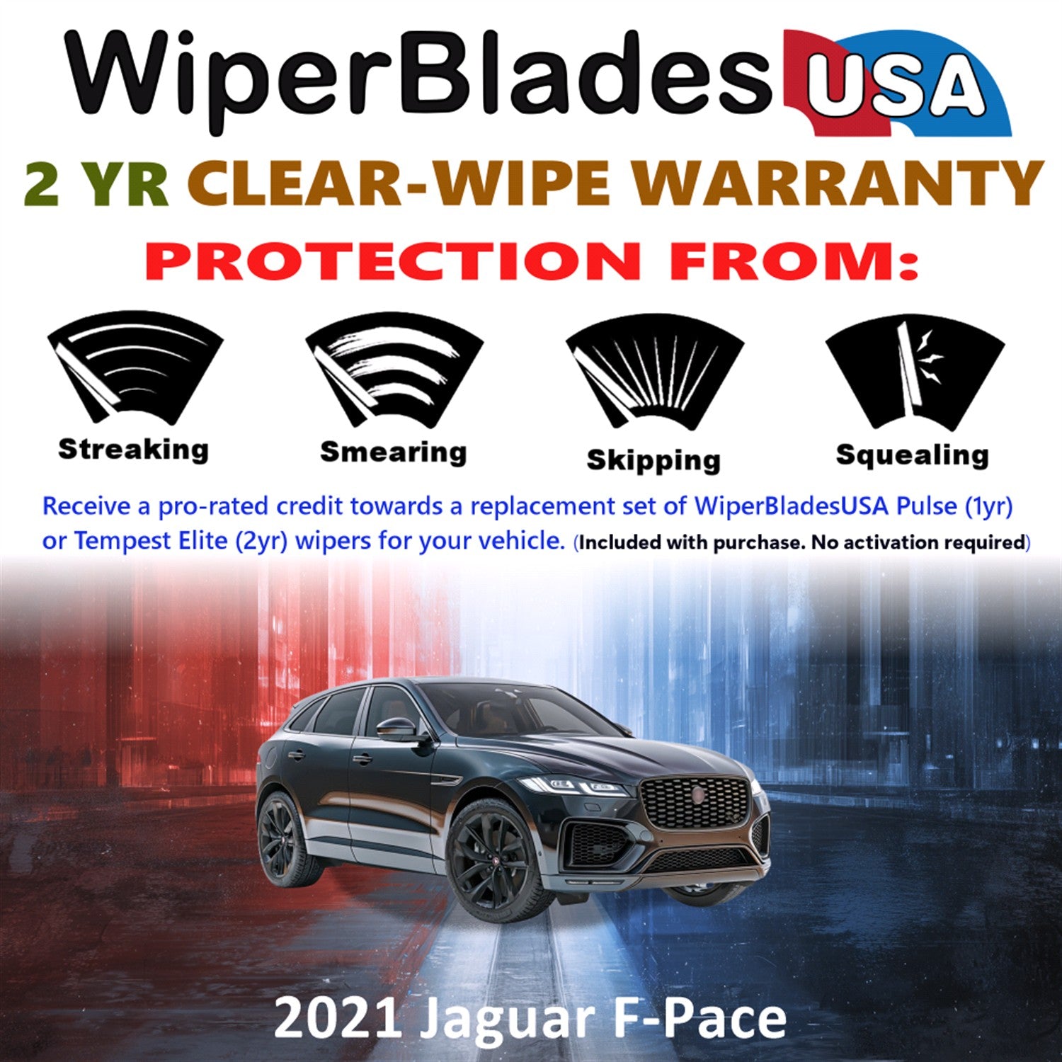 2021 Jaguar F-Pace Front Wiper blades Set  Includes 2yr Wear Warranty & Free Delivery