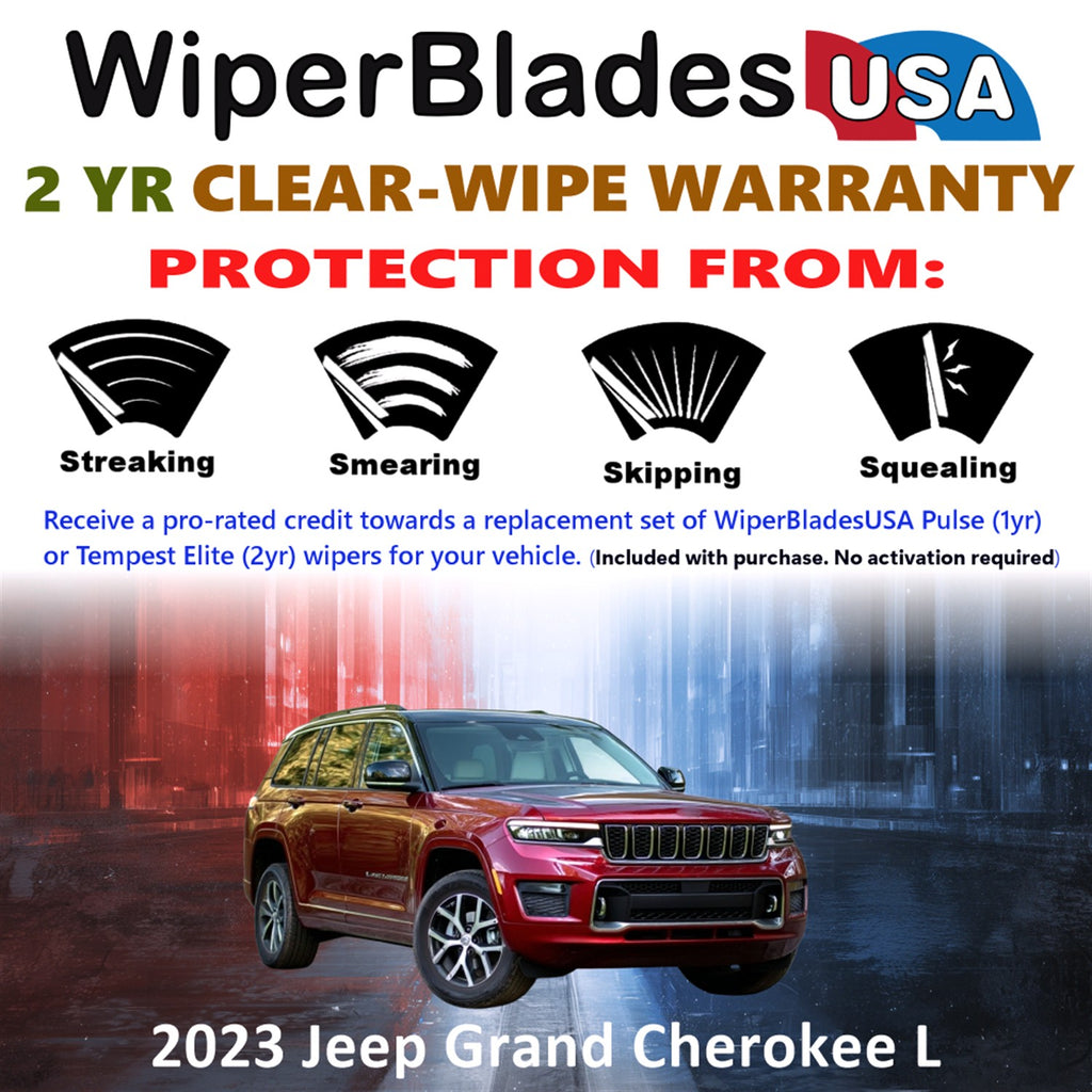 2023 Jeep Grand Cherokee L Front w/Rear Wiper blades Set  Includes 2yr Wear Warranty & Free Delivery