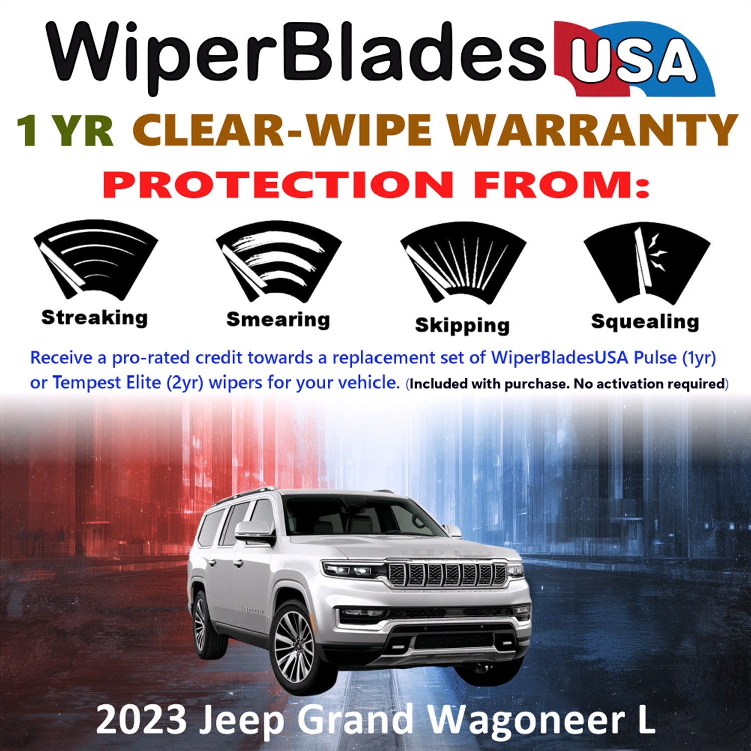 2023 Jeep Grand Wagoneer L Front w/Rear Wiper blades Set Includes 1yr Wear Warranty & Free Delivery