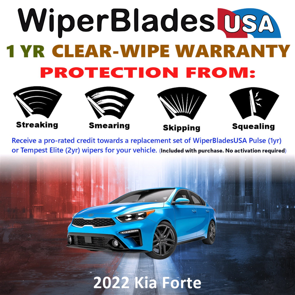 2022 Kia Forte Front Wiper blades Set Includes 1yr Wear Warranty & Free Delivery