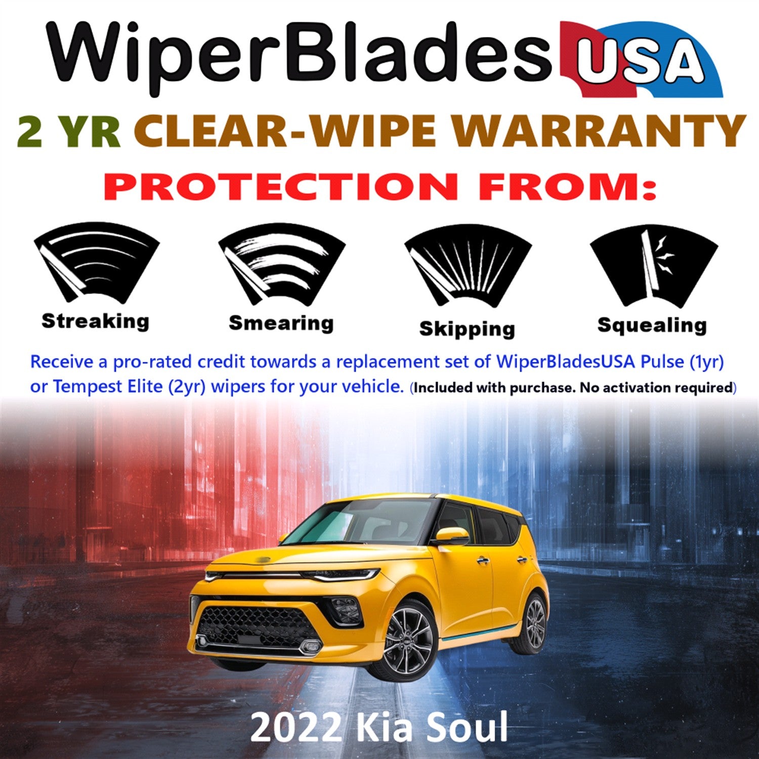 2022 Kia Soul Front Wiper blades Set  Includes 2yr Wear Warranty & Free Delivery