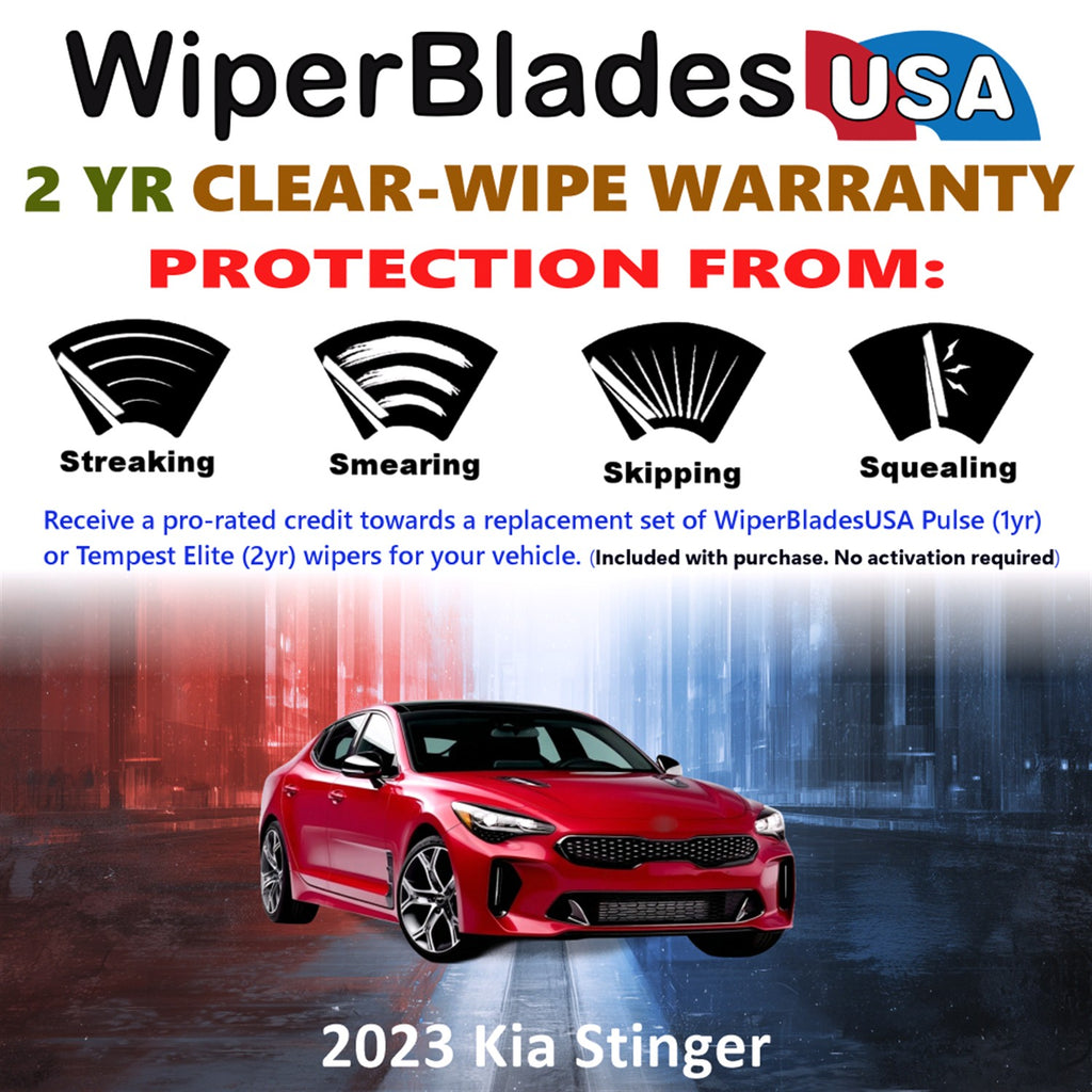 2023 Kia Stinger Front Wiper blades Set  Includes 2yr Wear Warranty & Free Delivery