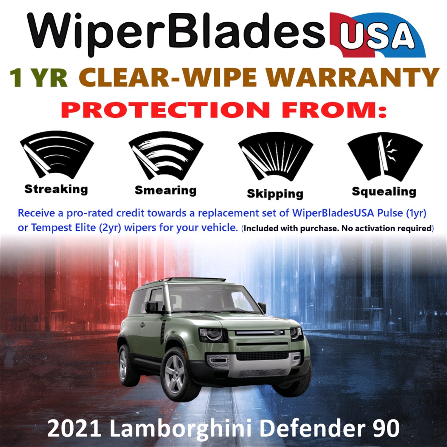 2021 Lamborghini Defender 90 Front Wiper blades Set Includes 1yr Wear Warranty & Free Delivery