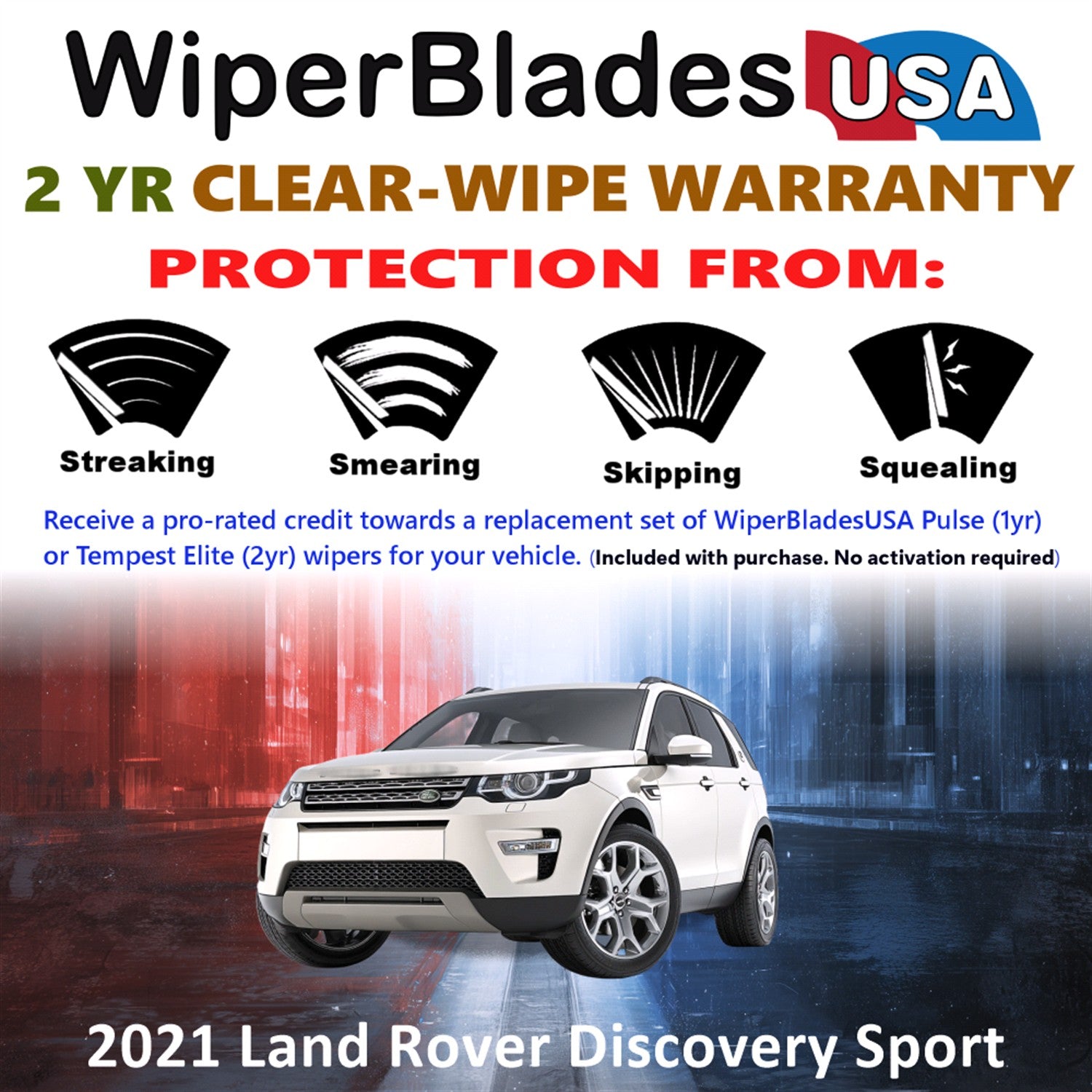 2021 Land Rover Discovery Sport Front w/Rear Wiper blades Set  Includes 2yr Wear Warranty & Free Delivery