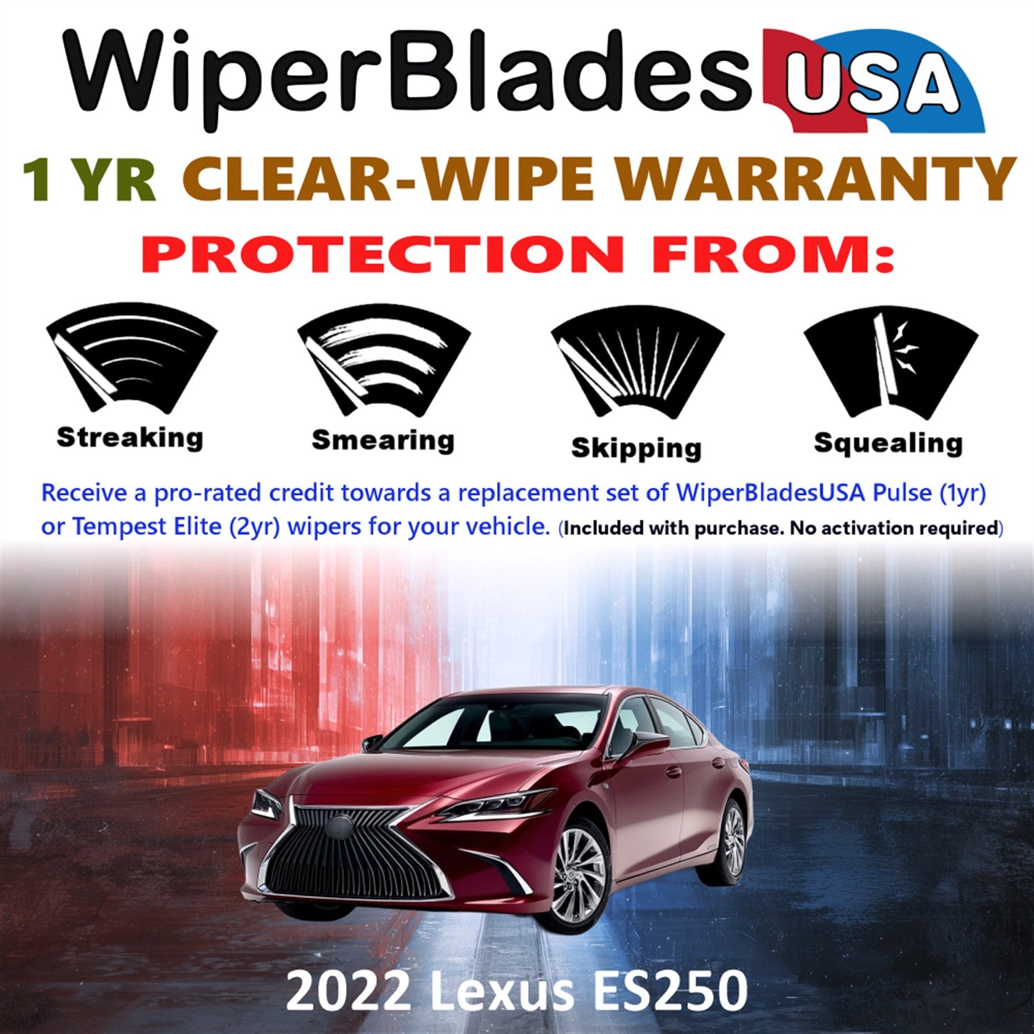2022 Lexus ES250 Front Wiper blades Set Includes 1yr Wear Warranty & Free Delivery