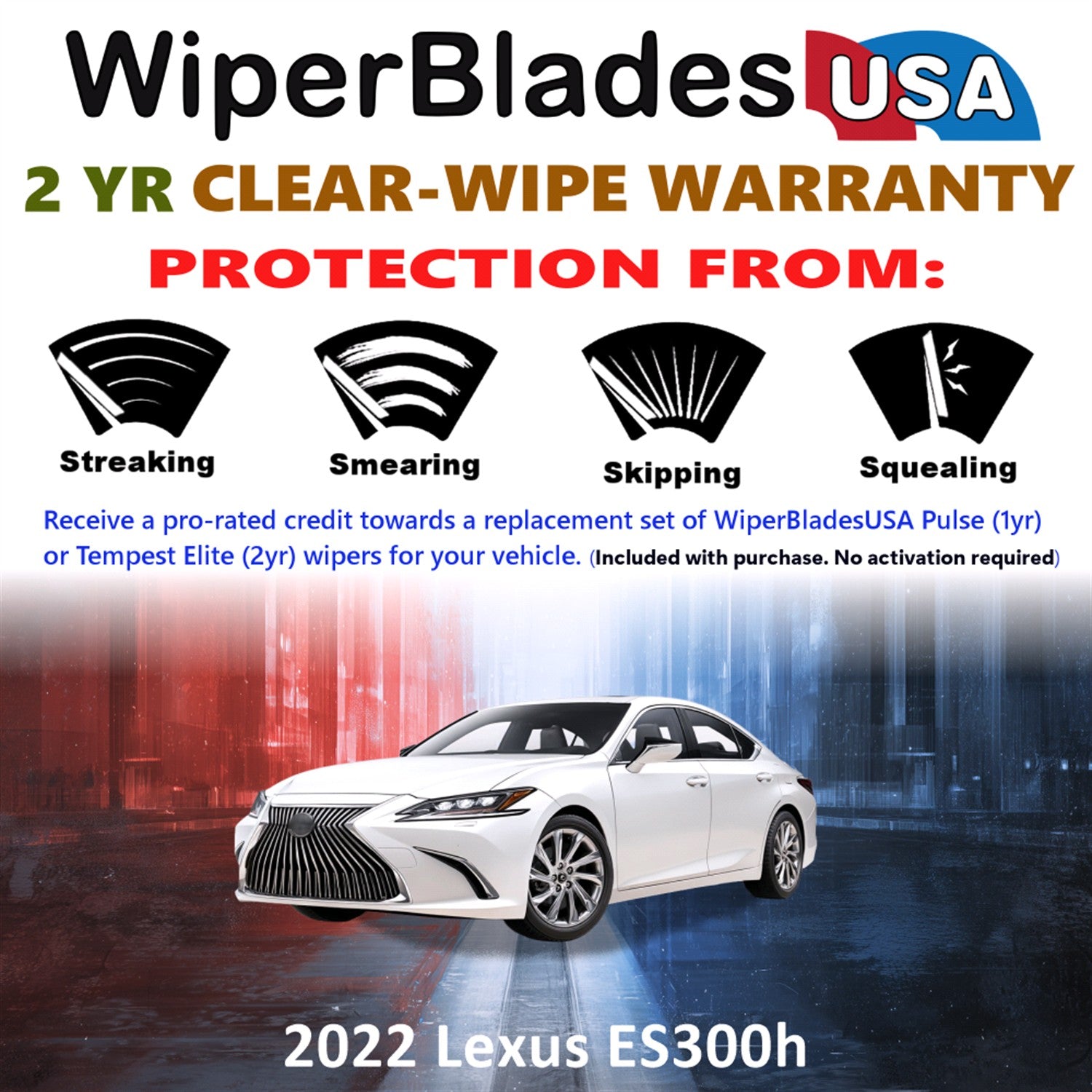 2022 Lexus ES300h Front Wiper blades Set  Includes 2yr Wear Warranty & Free Delivery