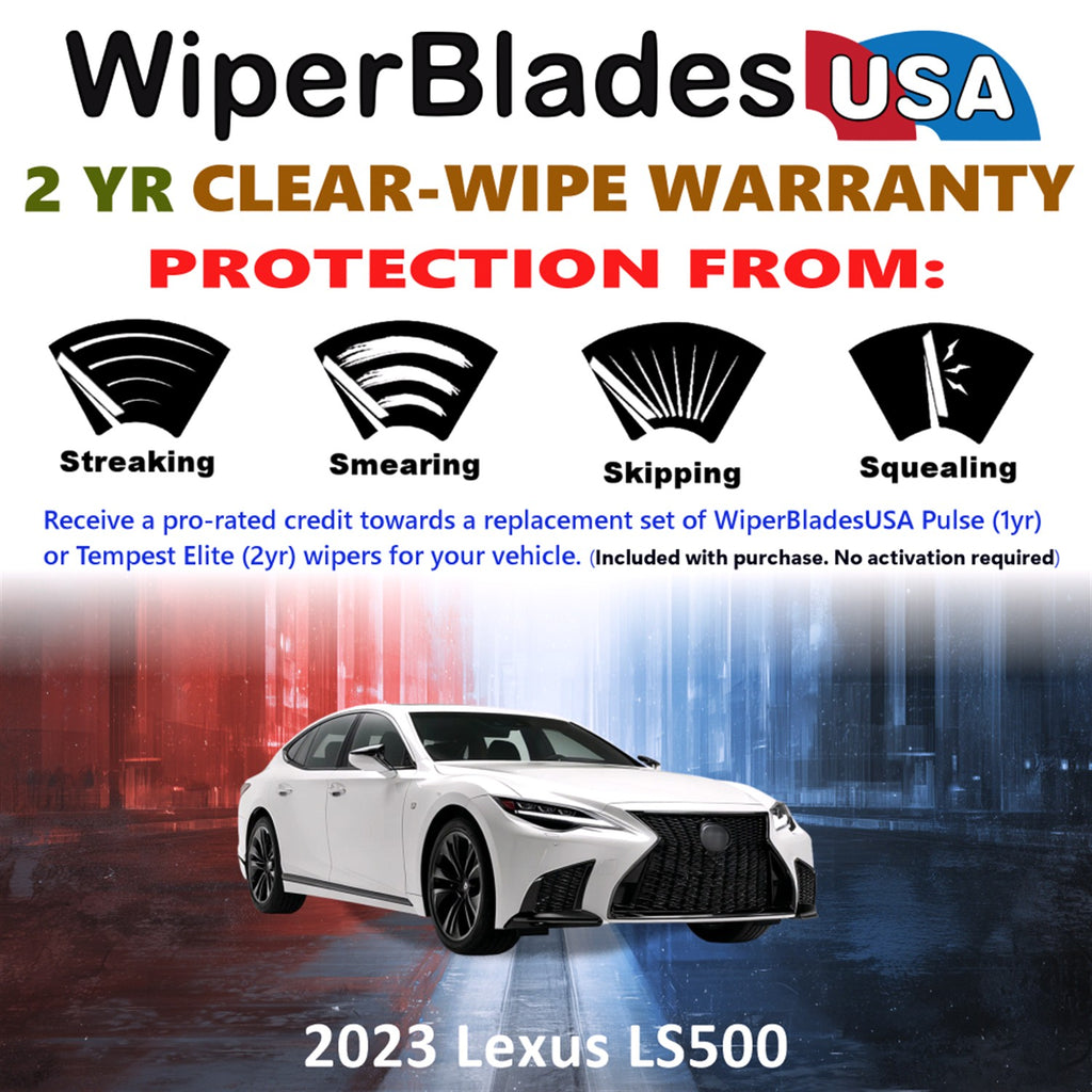2023 Lexus LS500 Front Wiper blades Set  Includes 2yr Wear Warranty & Free Delivery