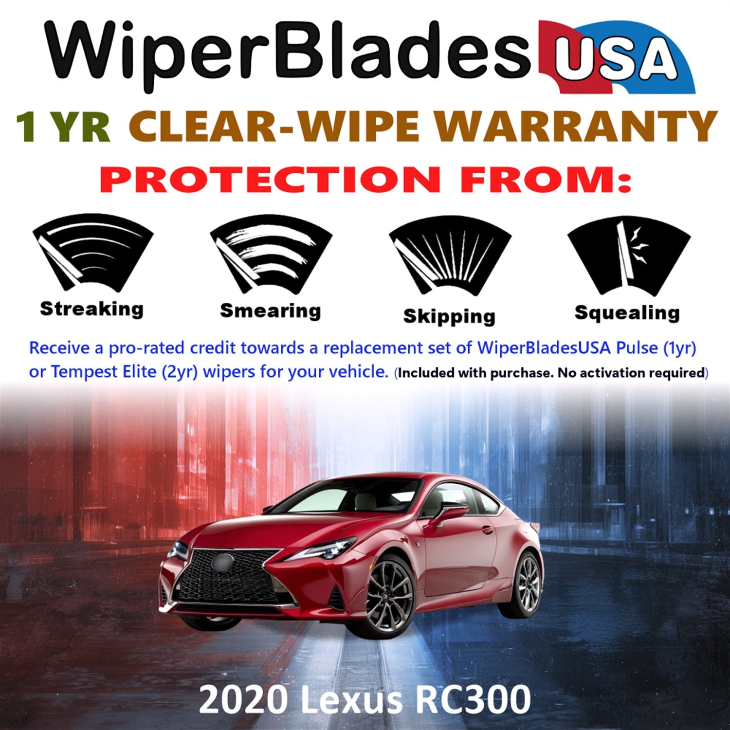 2020 Lexus RC300 Front Wiper blades Set Includes 1yr Wear Warranty & Free Delivery