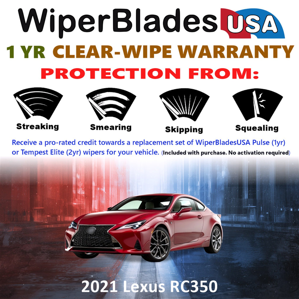 2021 Lexus RC350 Front Wiper blades Set Includes 1yr Wear Warranty & Free Delivery